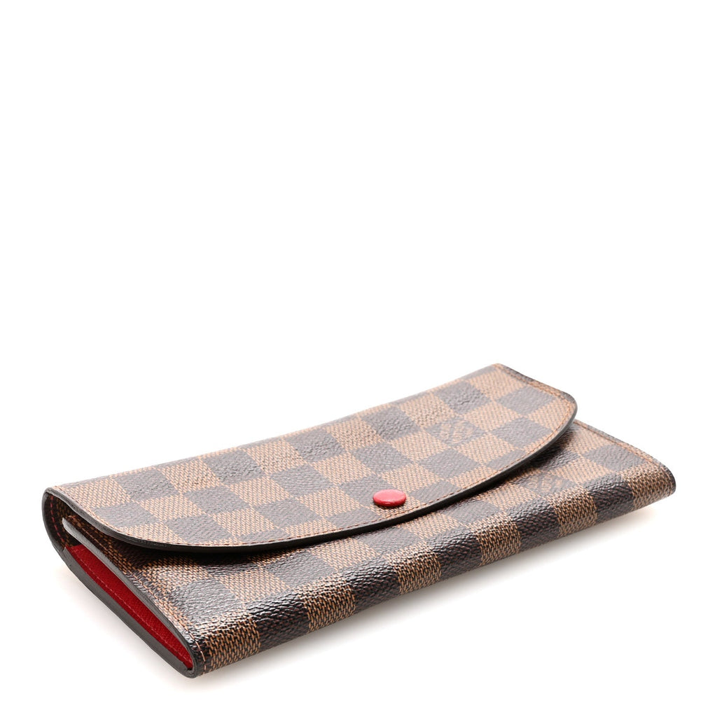 Louis Vuitton Damier Ebene Emilie Wallet Red