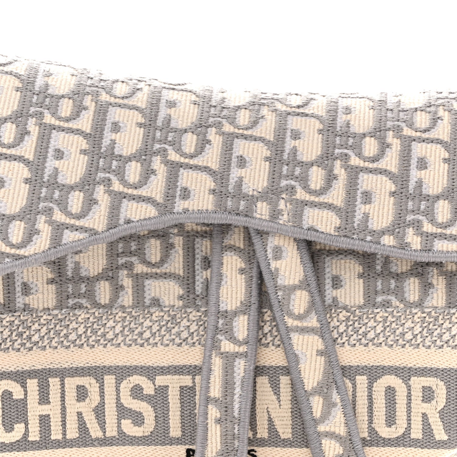 Christian Dior Oblique Embroidered Saddle Bag Gray