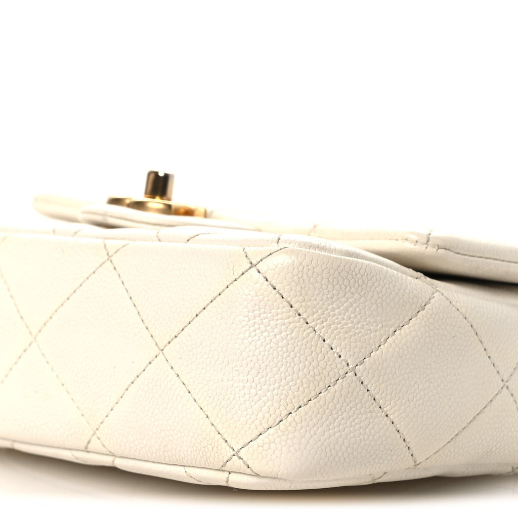 Chanel Caviar Quilted Mini Sweetheart Flap White