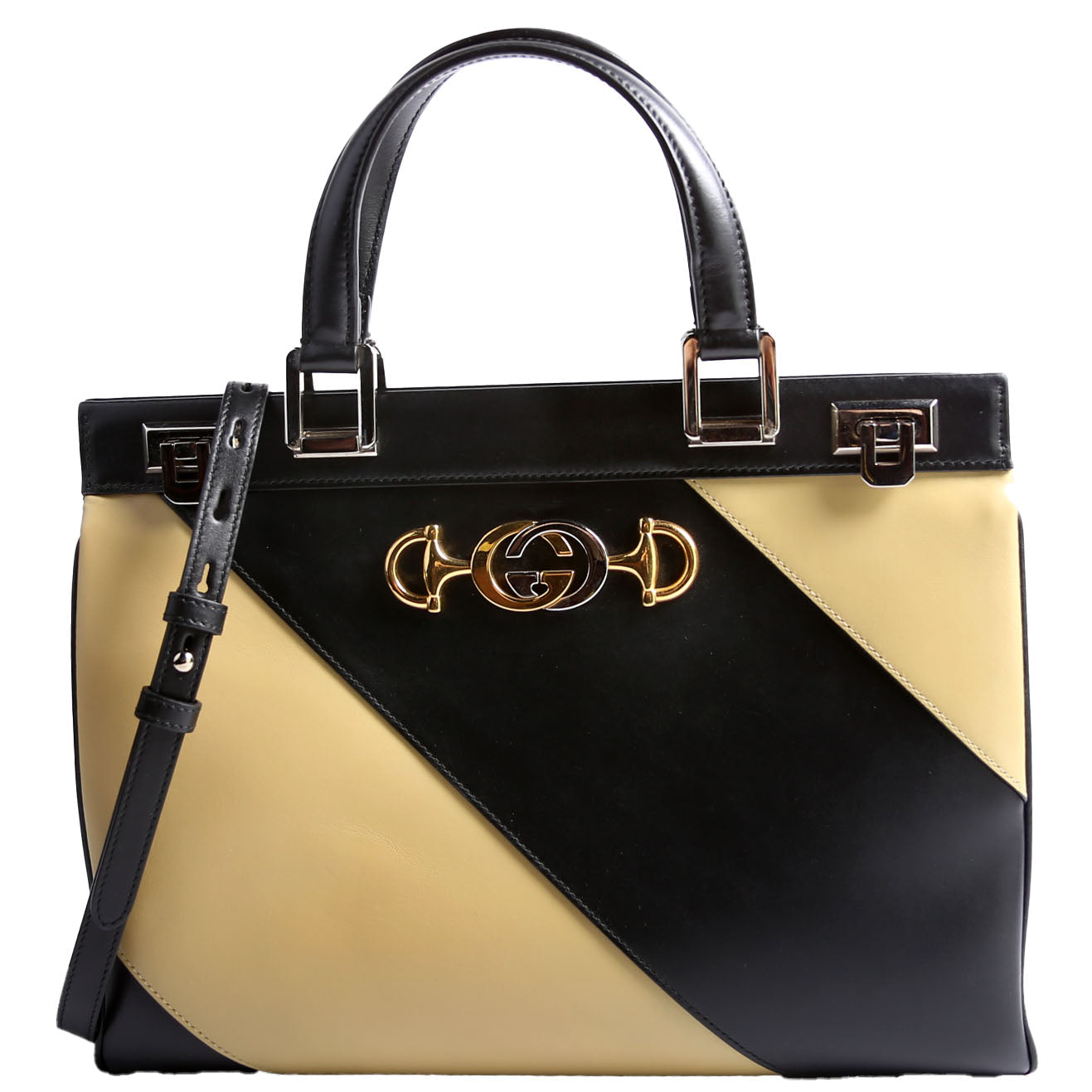 564714 Zumi Top Handle Medium Black/Beige