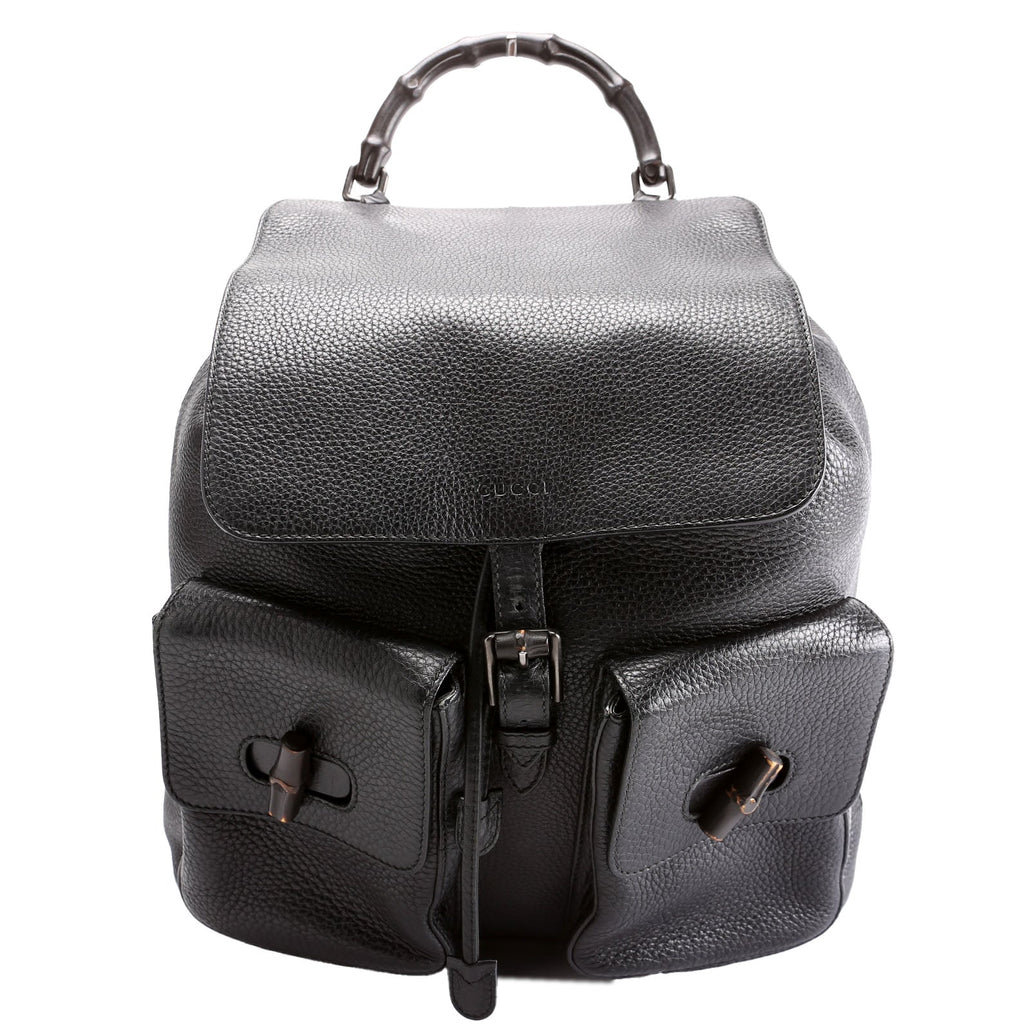 387097 Bamboo Backpack Leather Black