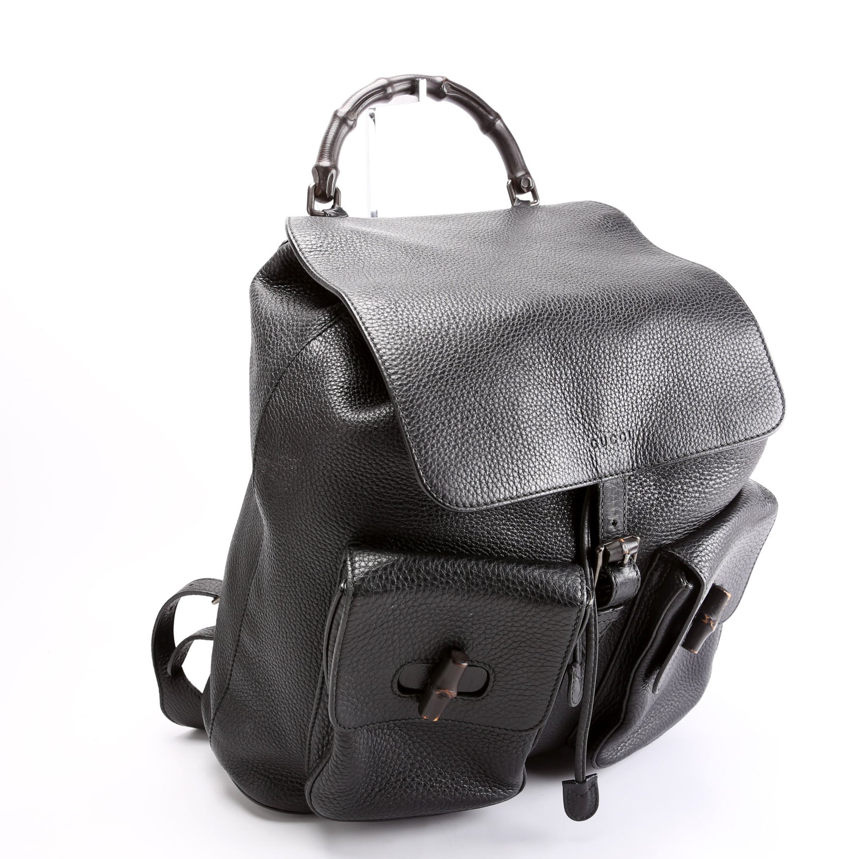 387097 Bamboo Backpack Leather Black