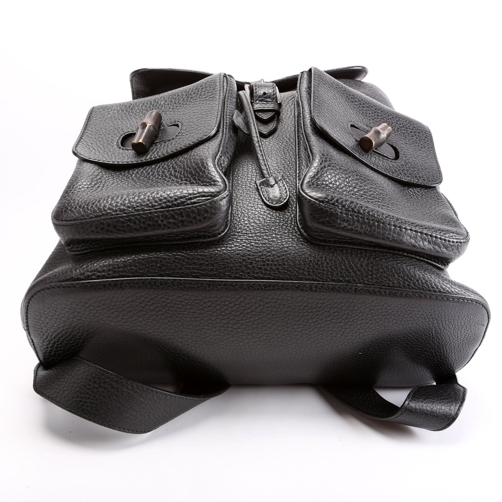387097 Bamboo Backpack Leather Black