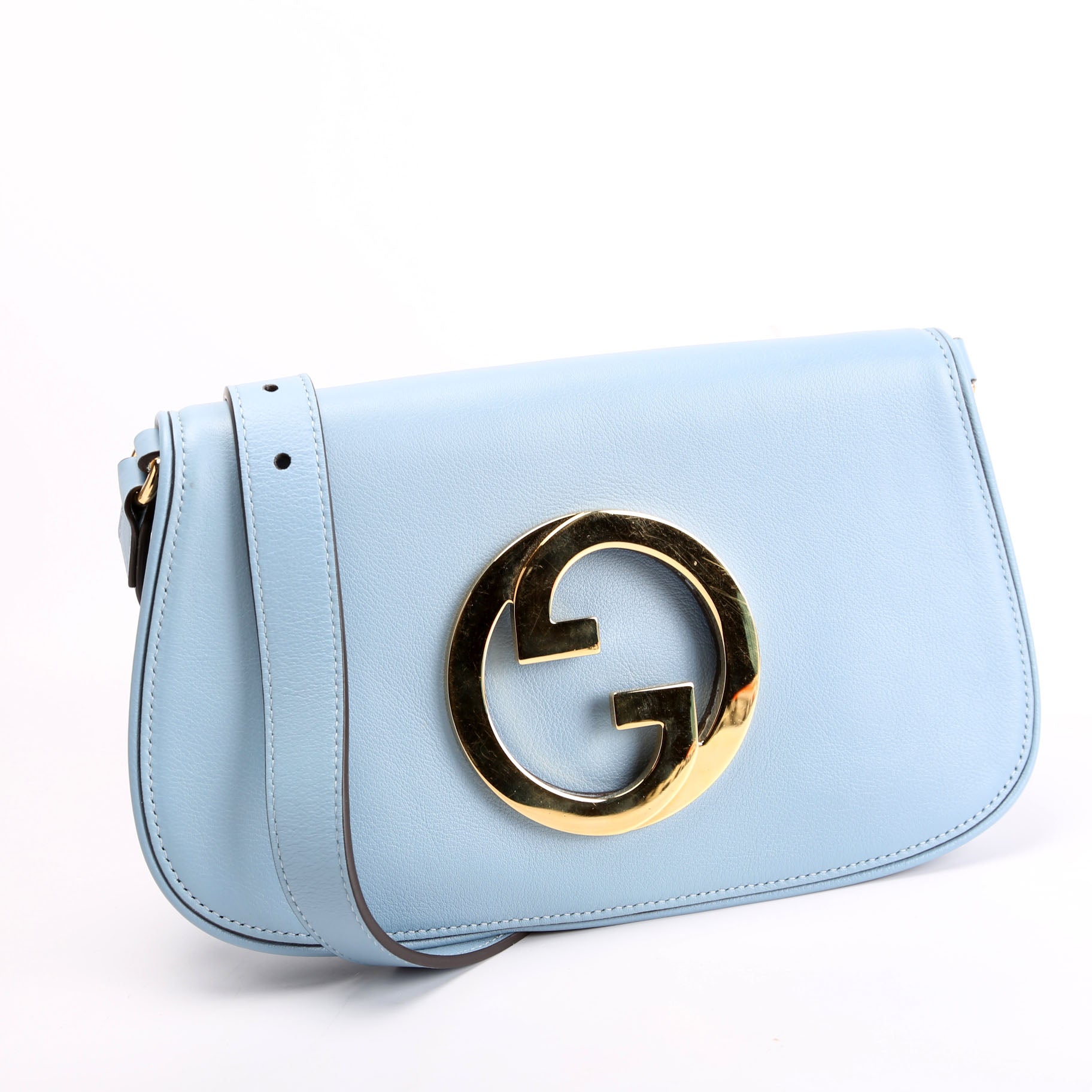 699268 Blondie Leather Shoulder Bag Blue