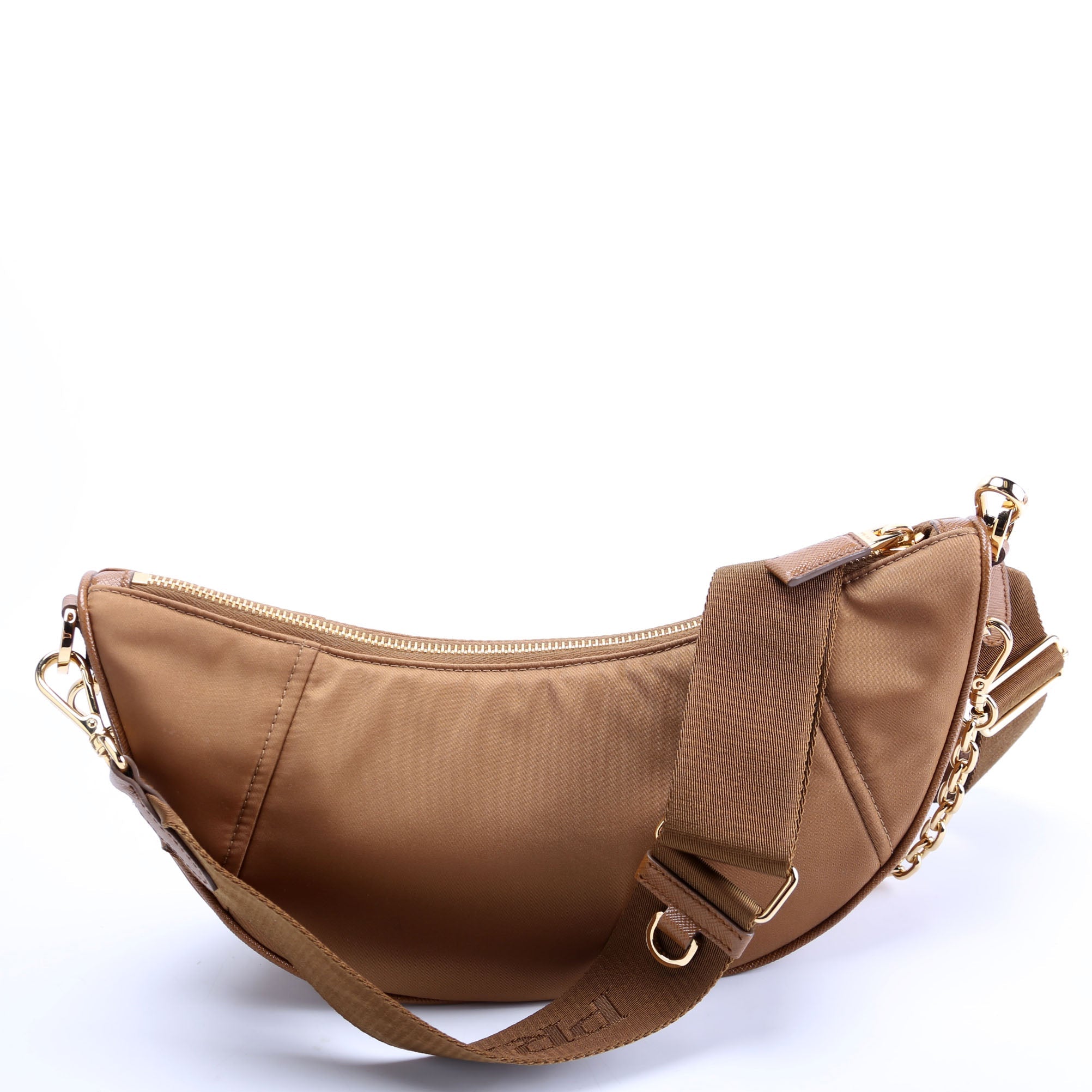 Prada 1BH222 Demi-Lune Re-Nylon Shoulder Tan