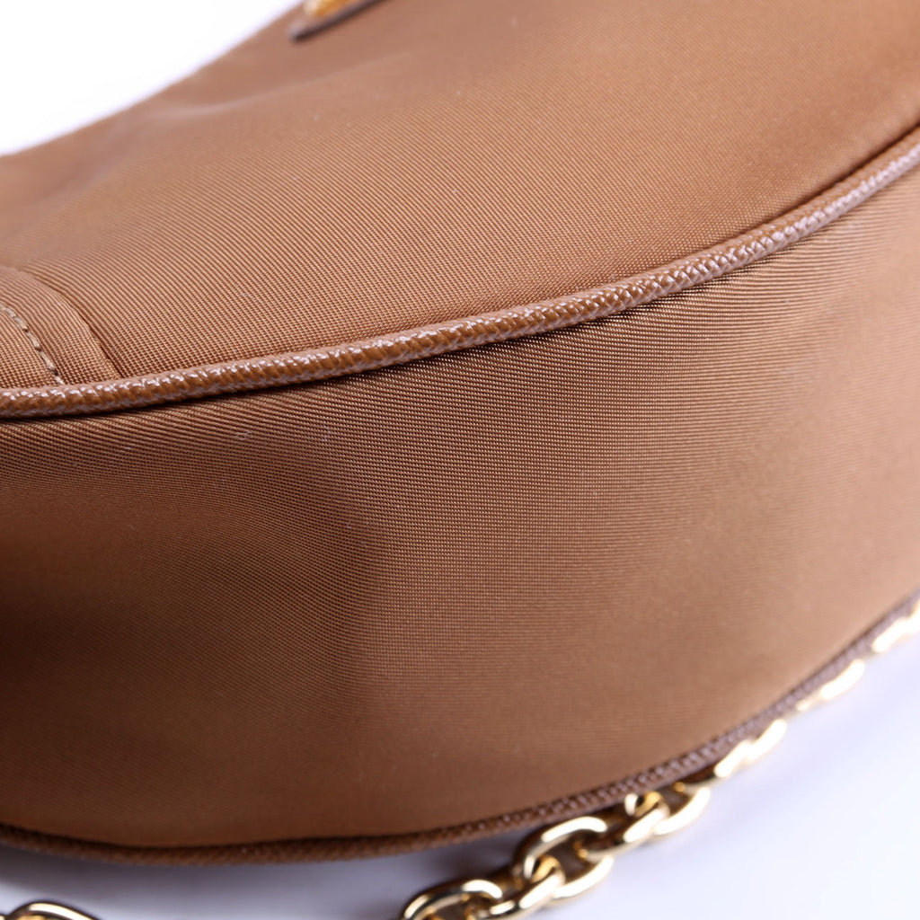 Prada 1BH222 Demi-Lune Re-Nylon Shoulder Tan