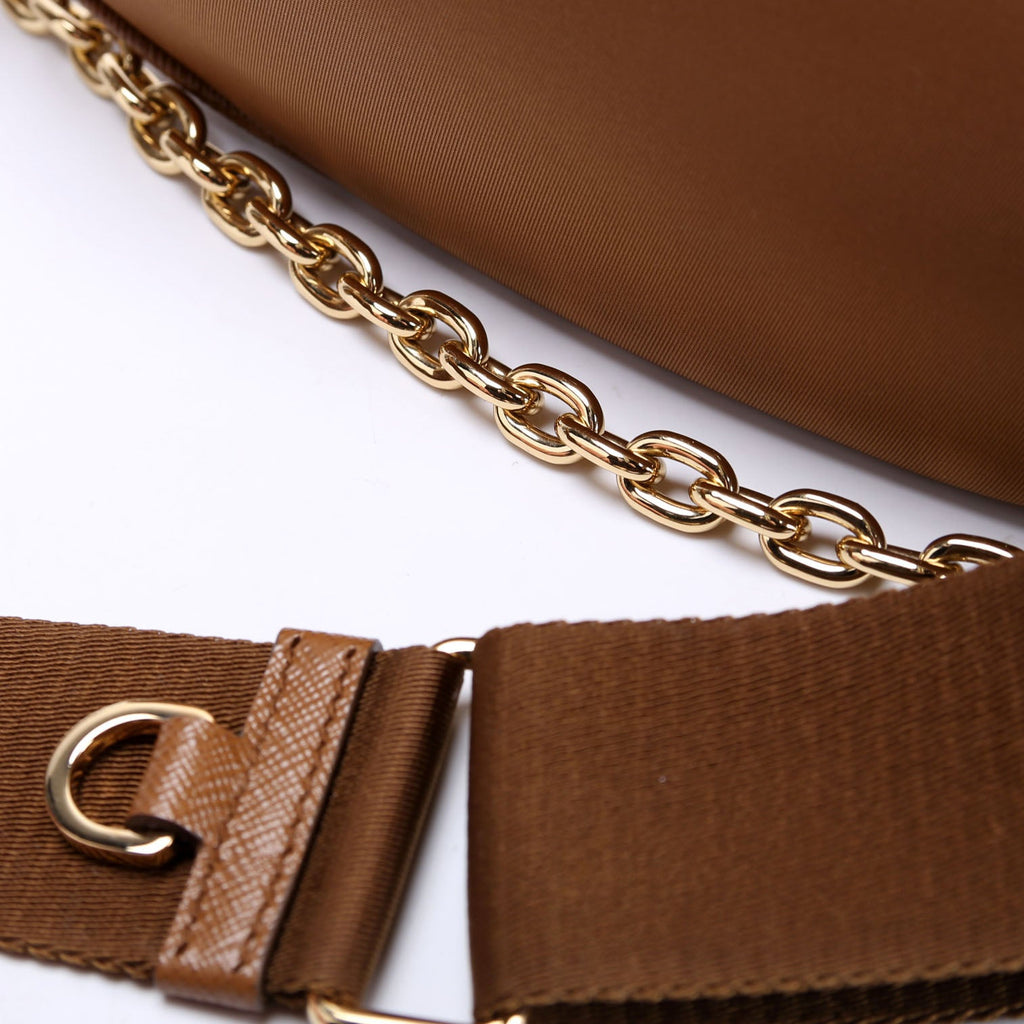 Prada 1BH222 Demi-Lune Re-Nylon Shoulder Tan