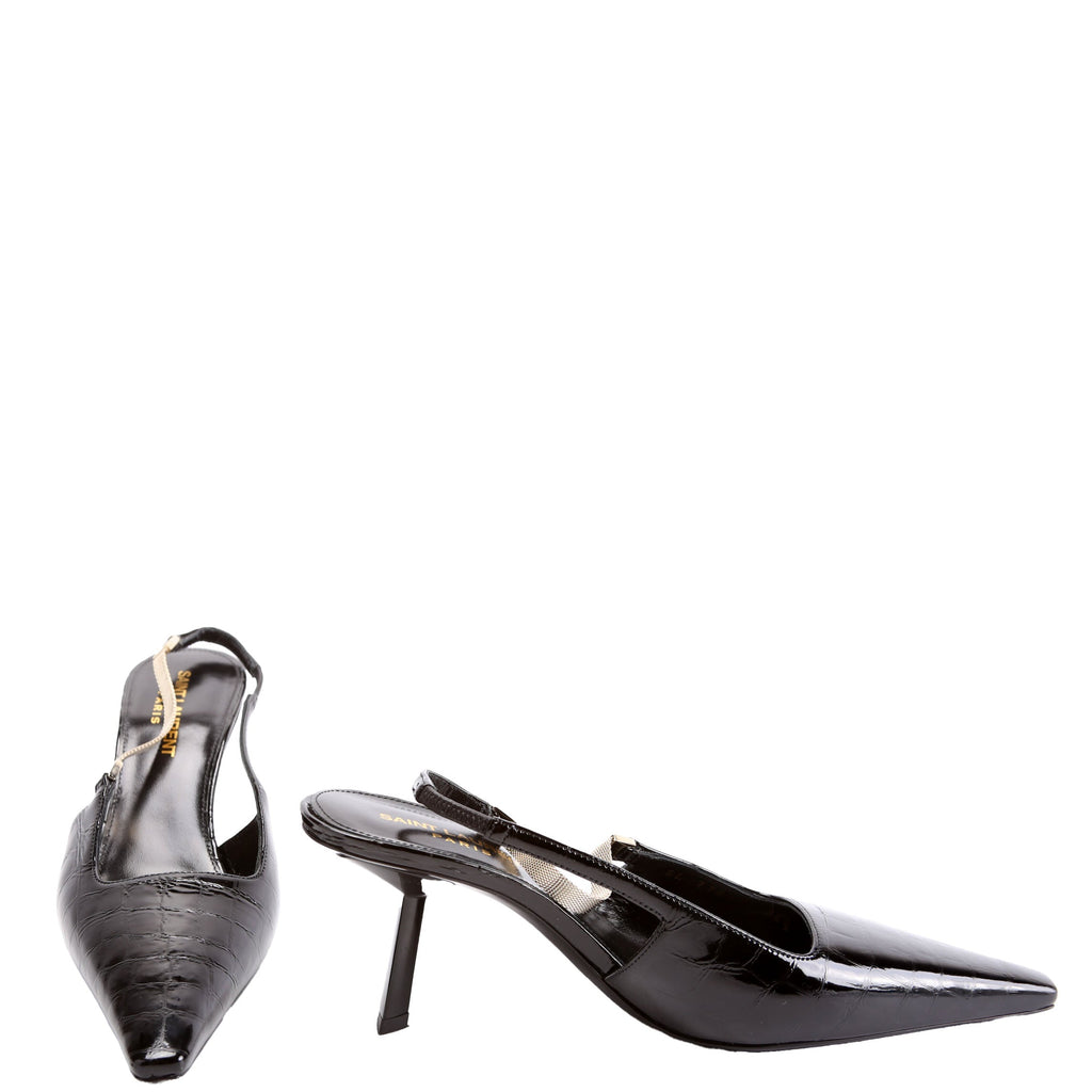 Blake Slingback Crocodile Size 36.5 Black