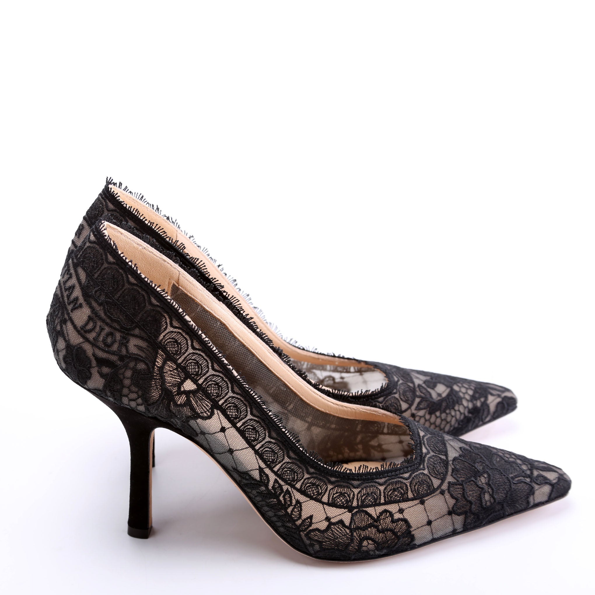 Capture Illusion Lace Pumps Size 39.5 Black