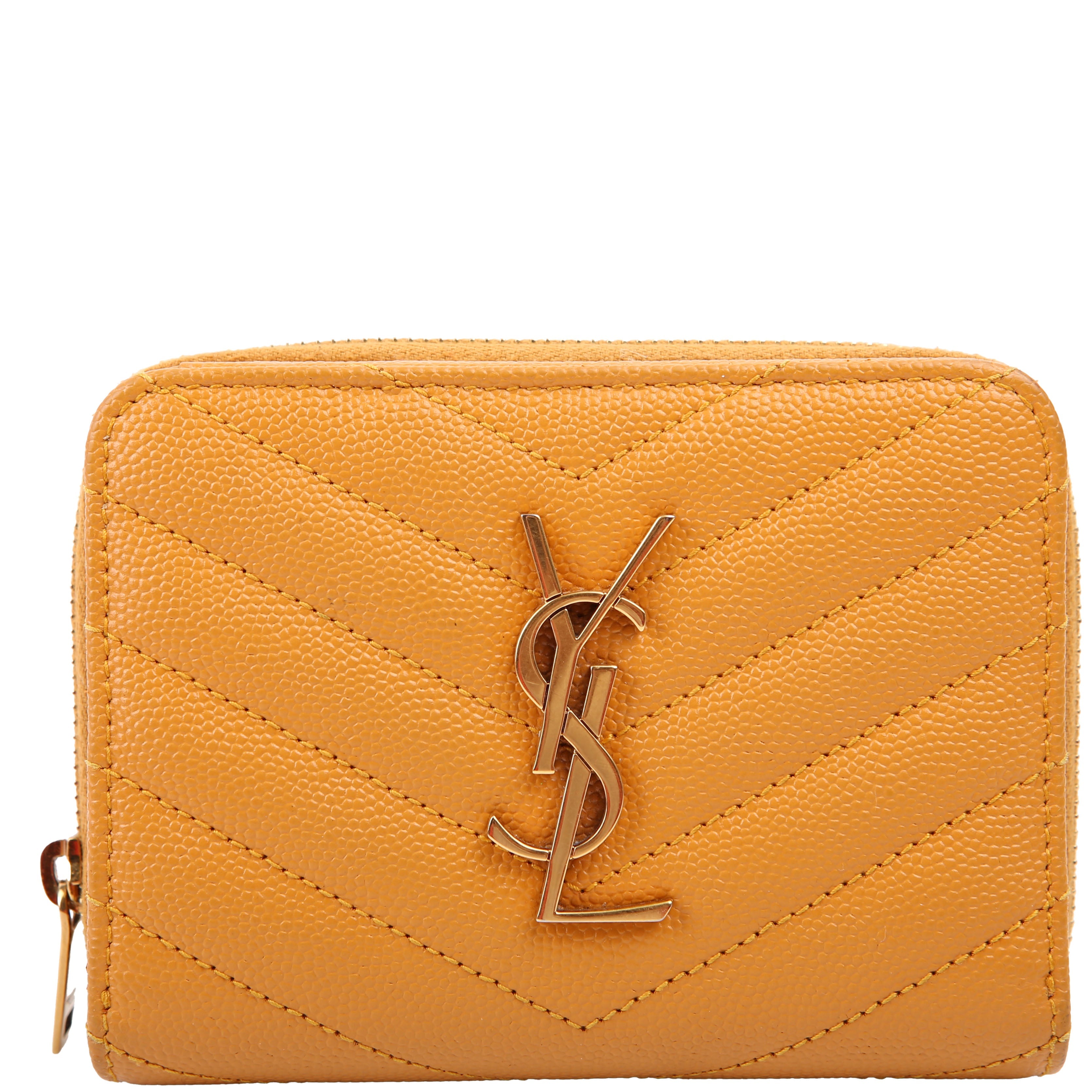 403723 Cassandre Grain De Poudre Compact Zip Around Wallet Yellow