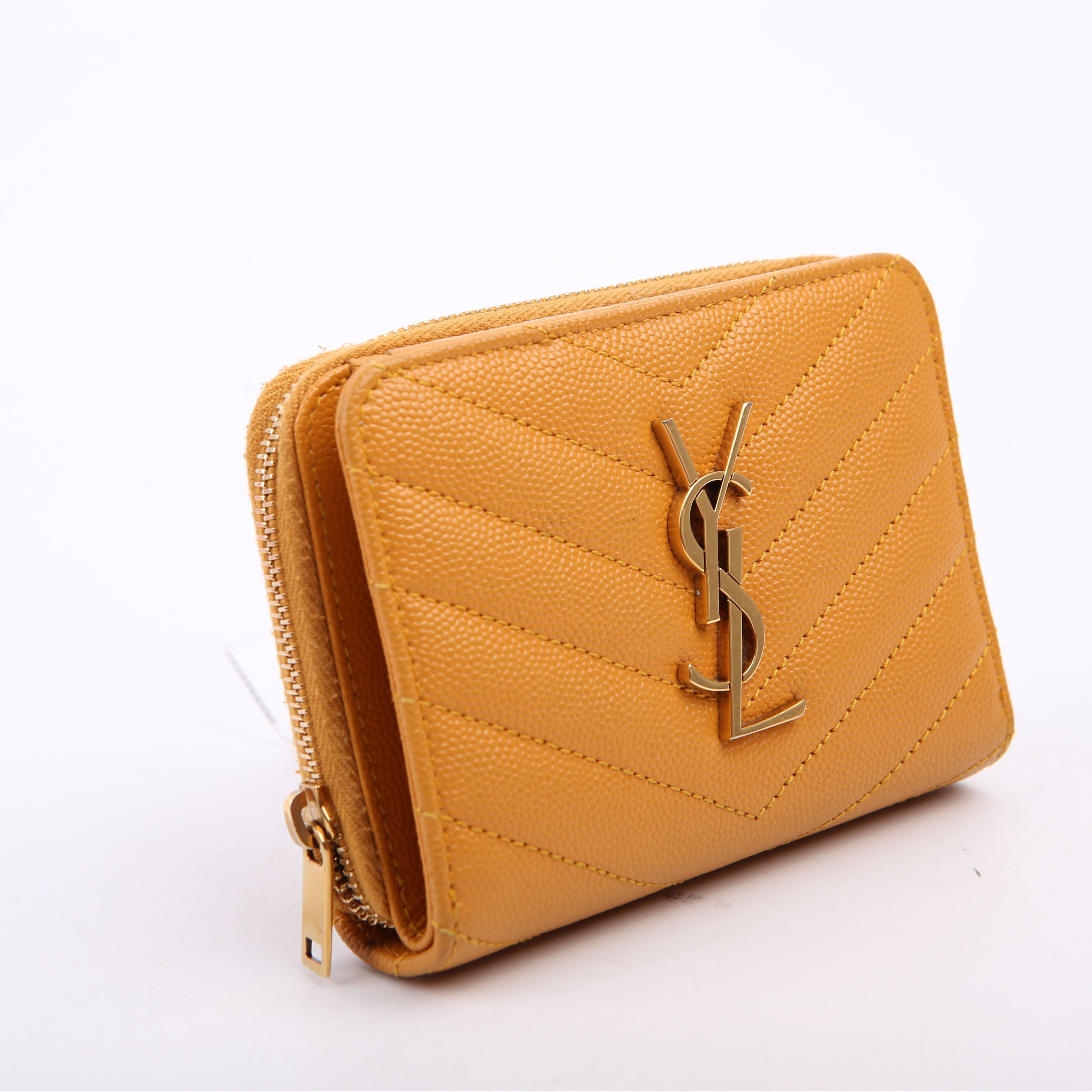 403723 Cassandre Grain De Poudre Compact Zip Around Wallet Yellow