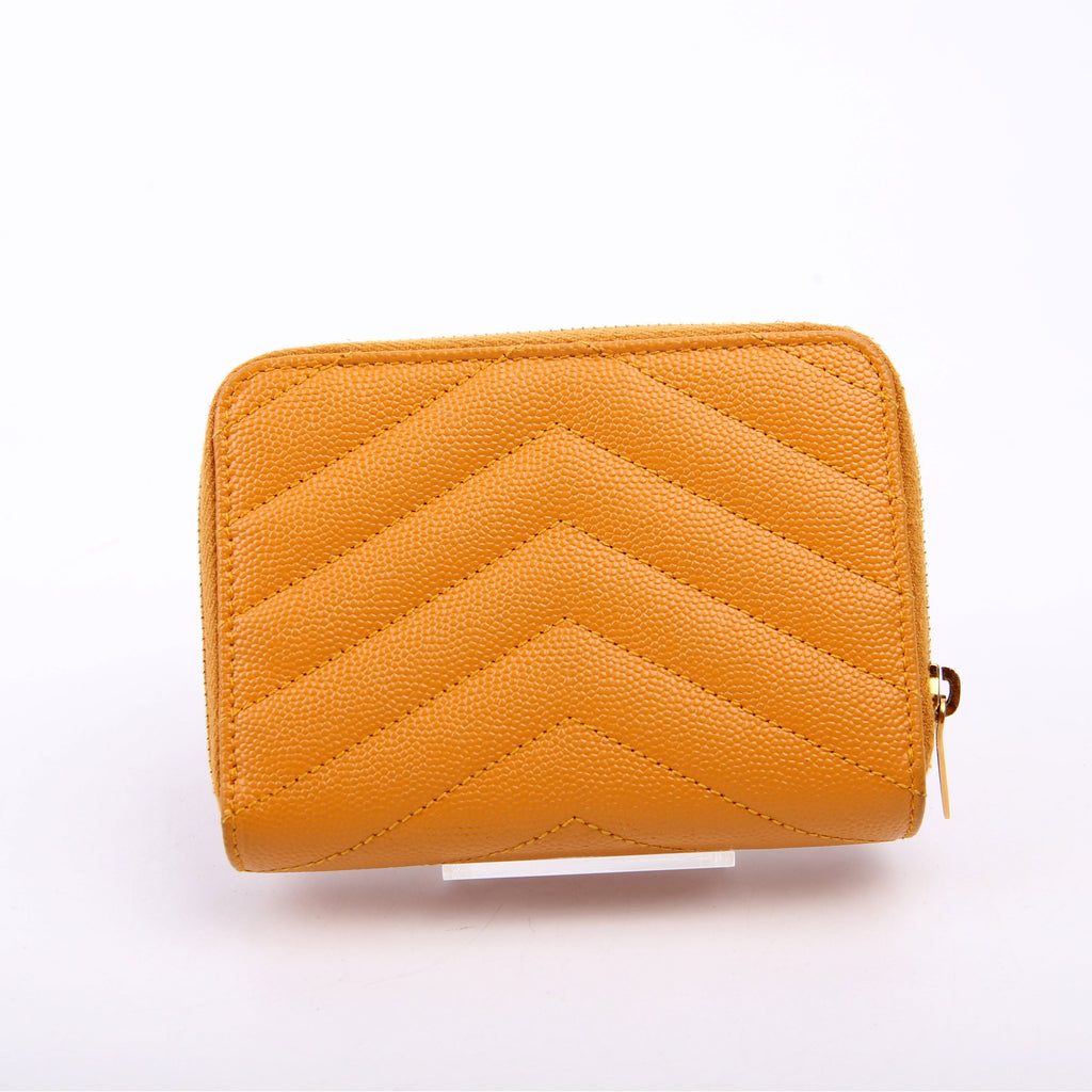 403723 Cassandre Grain De Poudre Compact Zip Around Wallet Yellow