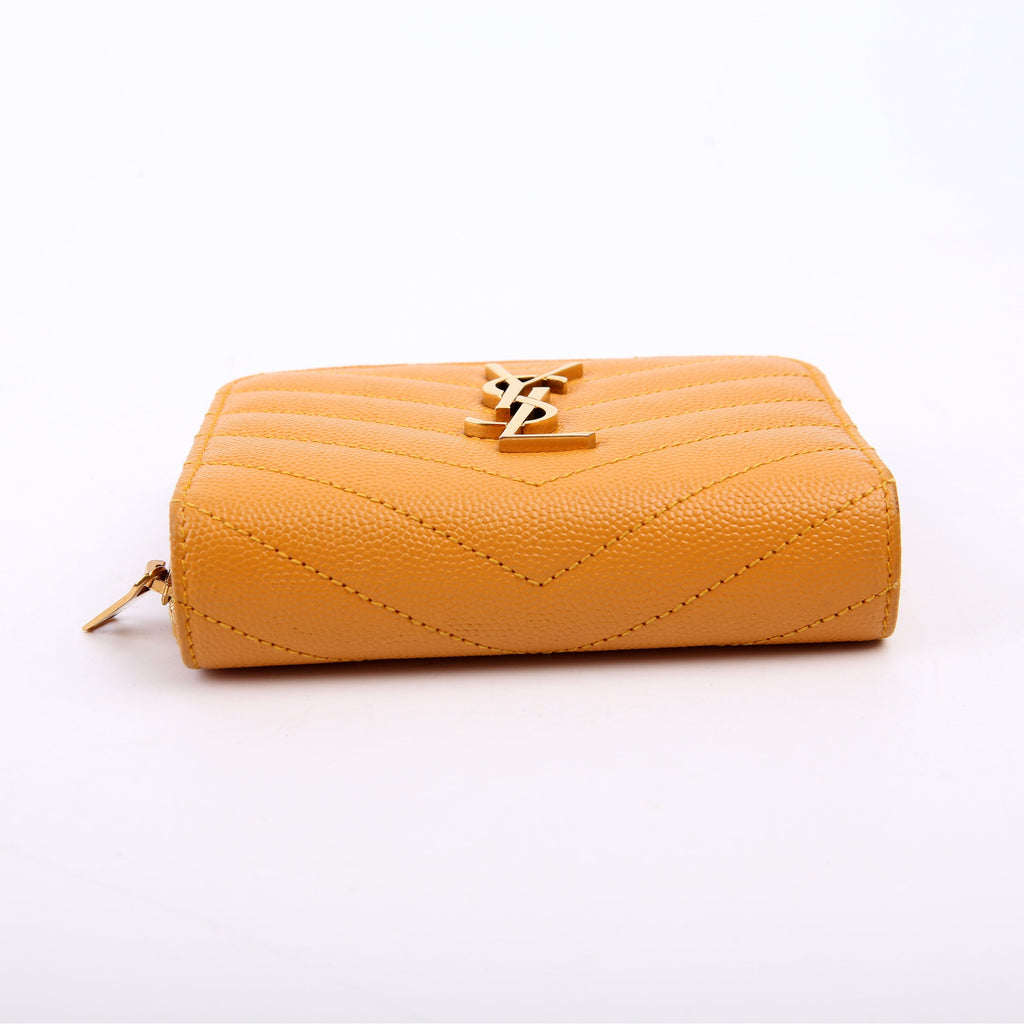 403723 Cassandre Grain De Poudre Compact Zip Around Wallet Yellow