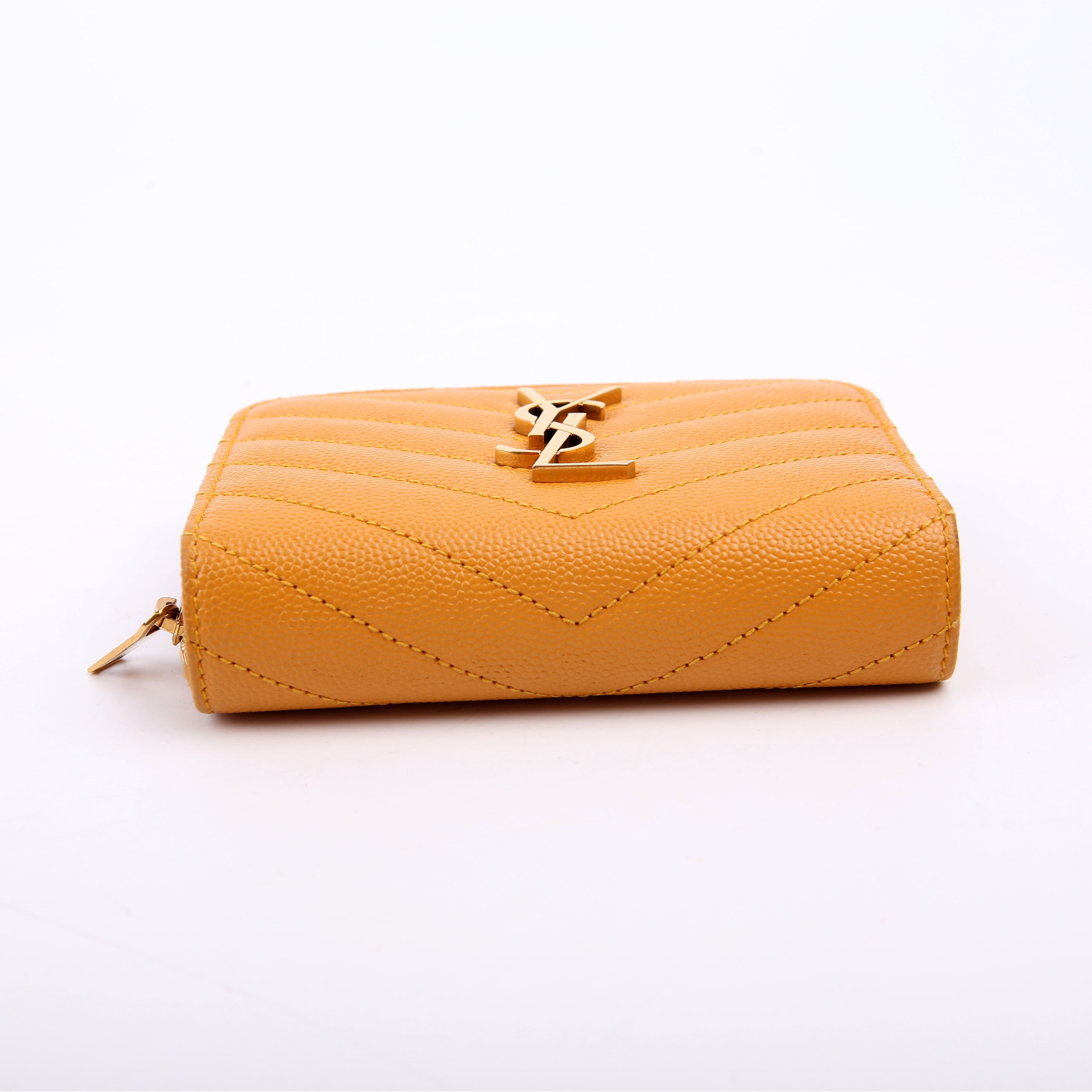 403723 Cassandre Grain De Poudre Compact Zip Around Wallet Yellow