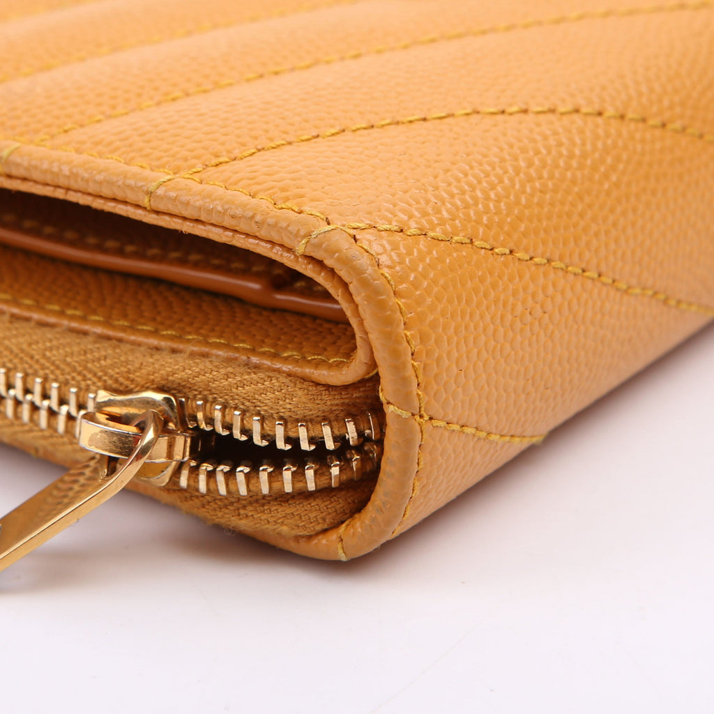 403723 Cassandre Grain De Poudre Compact Zip Around Wallet Yellow