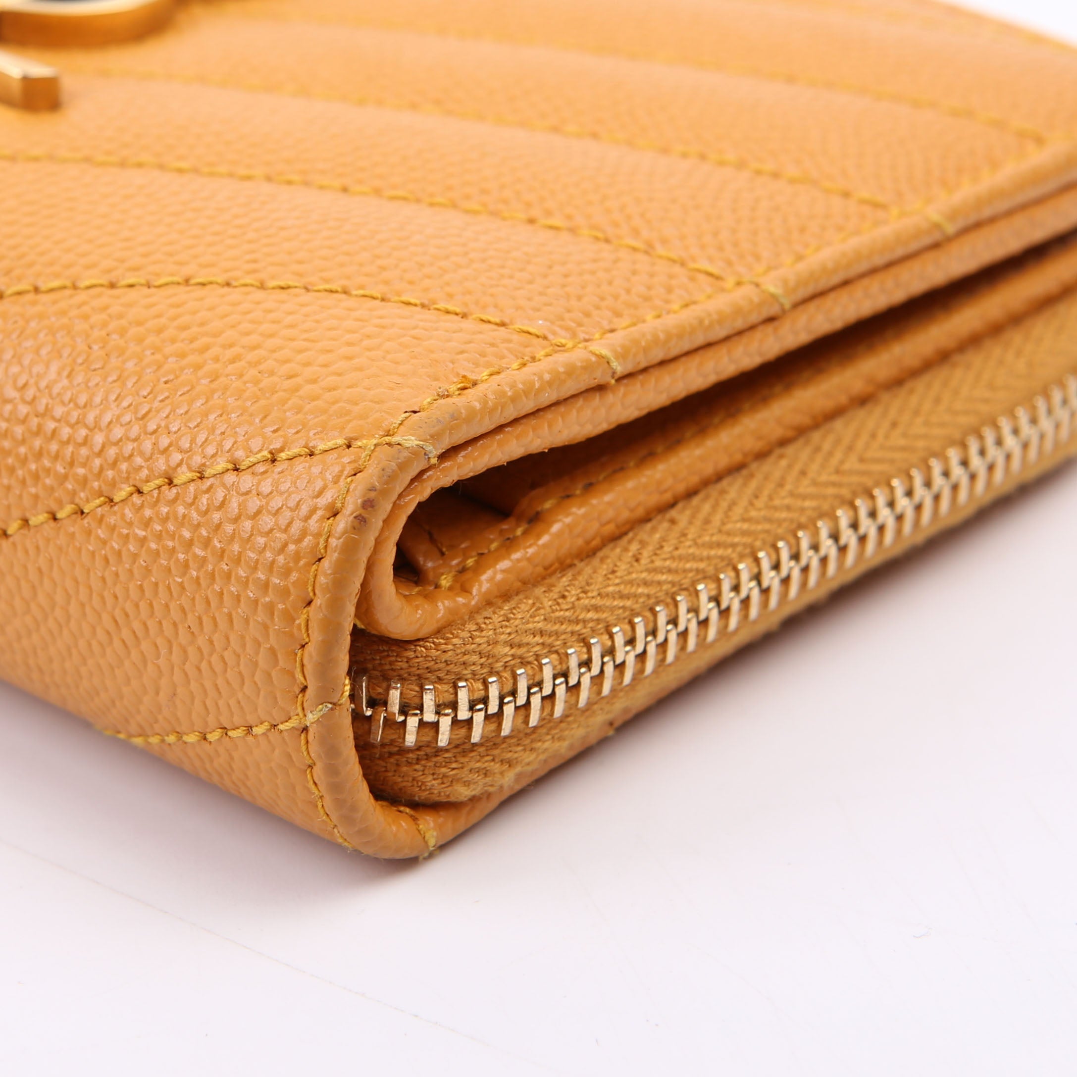 403723 Cassandre Grain De Poudre Compact Zip Around Wallet Yellow