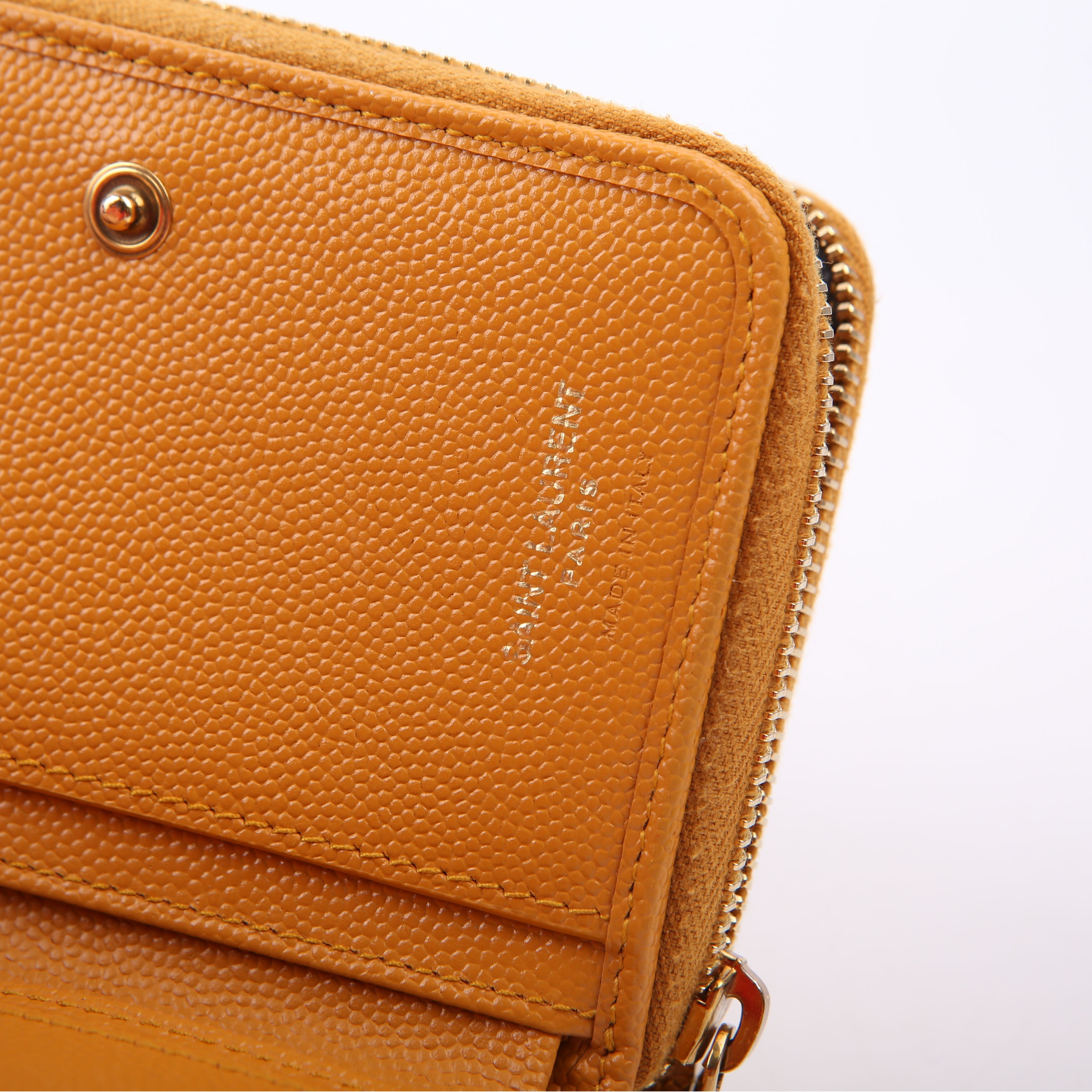 403723 Cassandre Grain De Poudre Compact Zip Around Wallet Yellow
