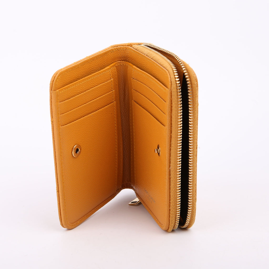 403723 Cassandre Grain De Poudre Compact Zip Around Wallet Yellow