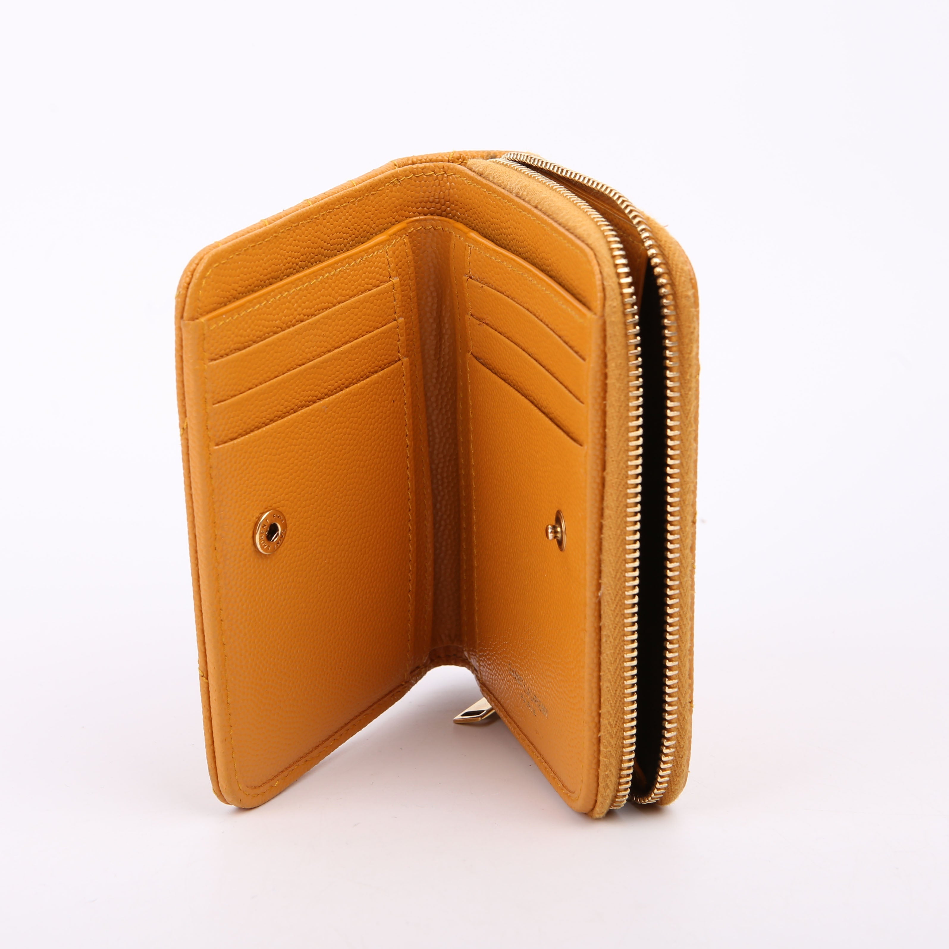 403723 Cassandre Grain De Poudre Compact Zip Around Wallet Yellow