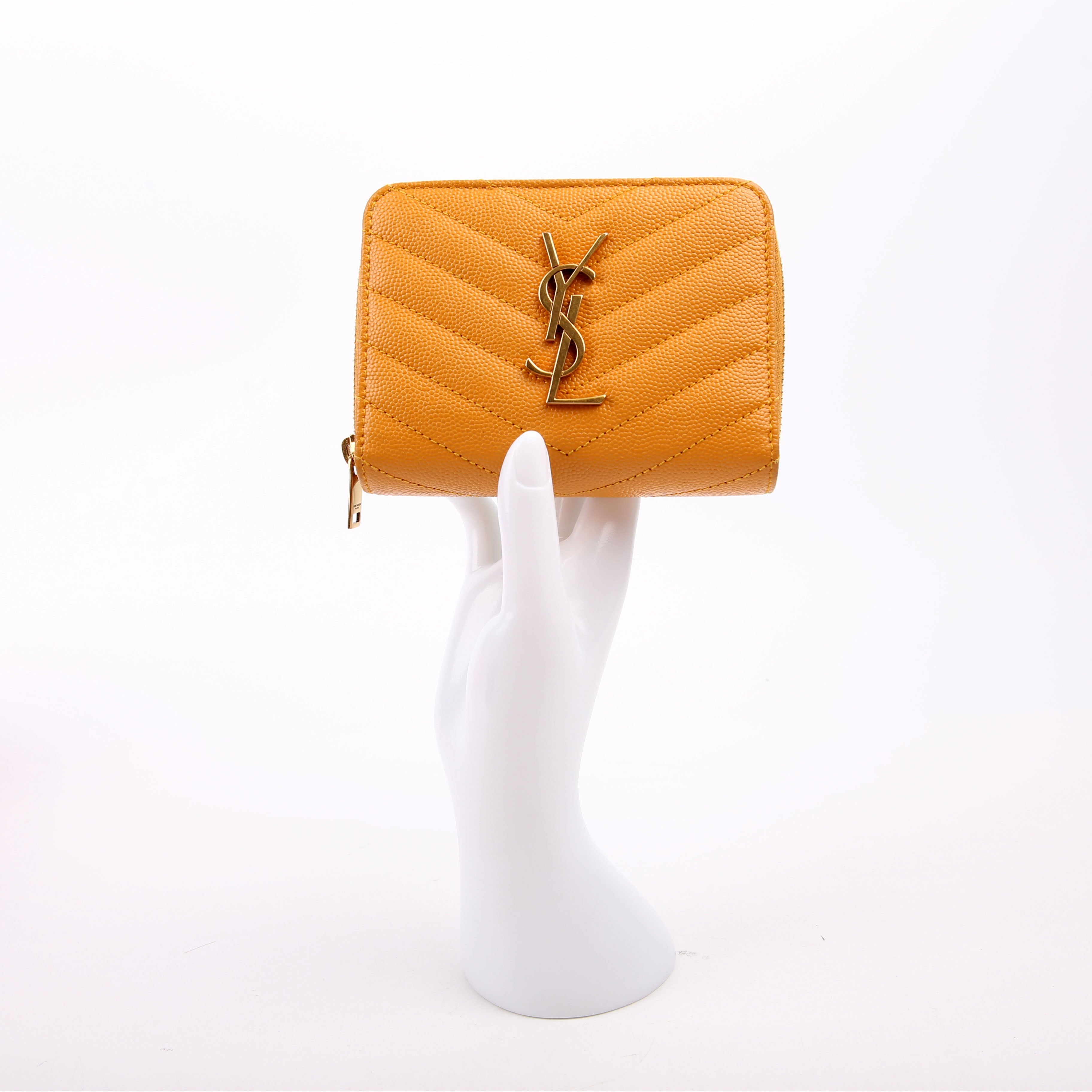403723 Cassandre Grain De Poudre Compact Zip Around Wallet Yellow