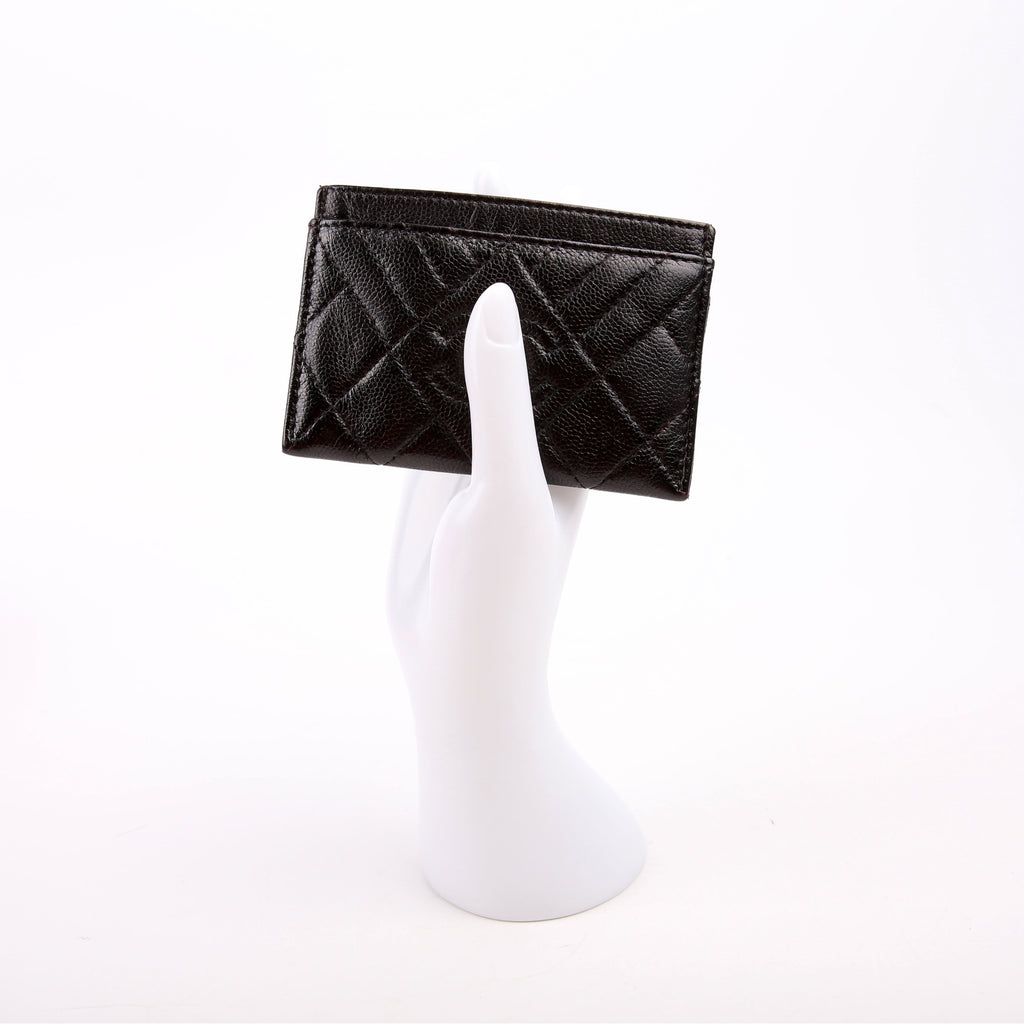 Quilted CC Card Holder Caviar 26M Black