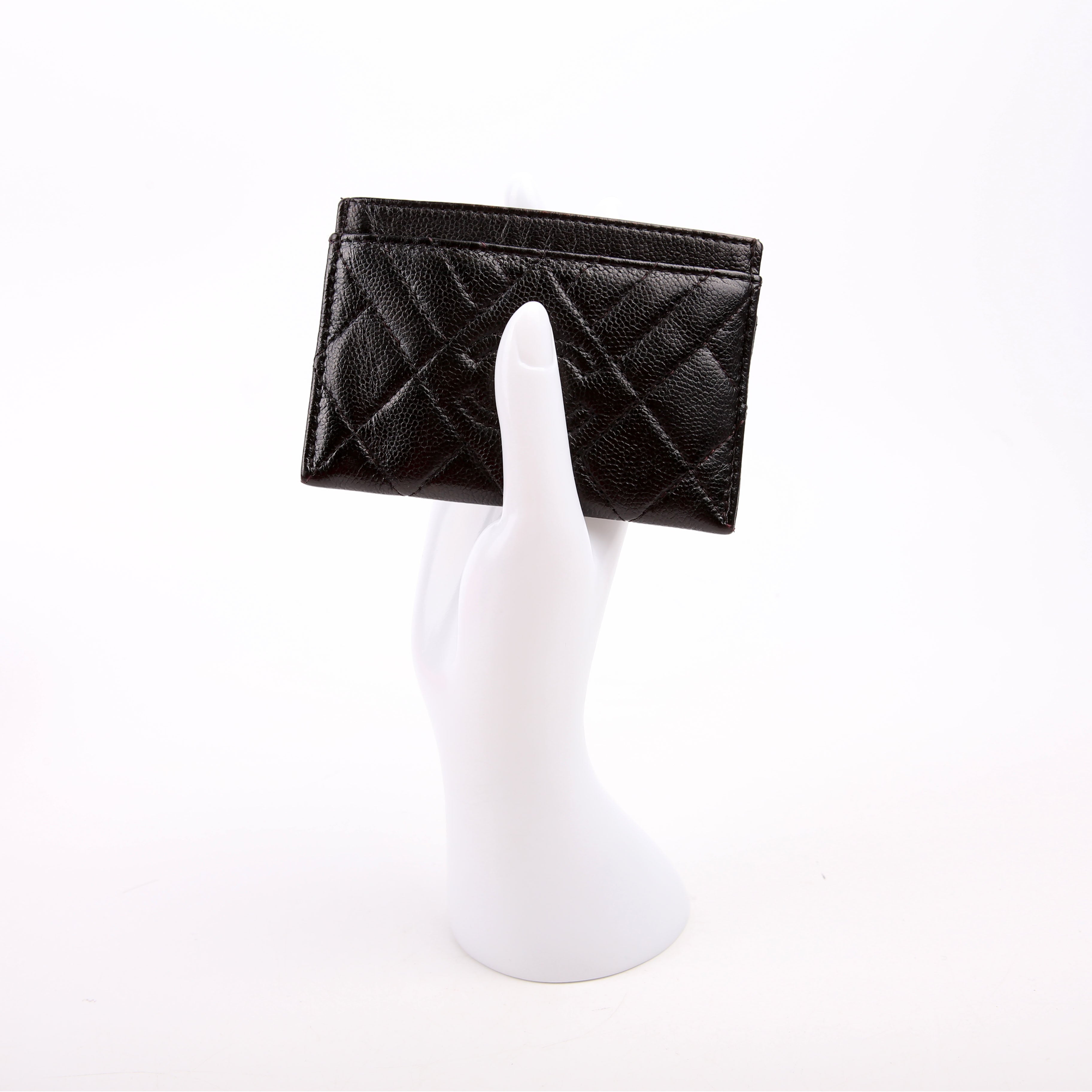 Quilted CC Card Holder Caviar 26M Black
