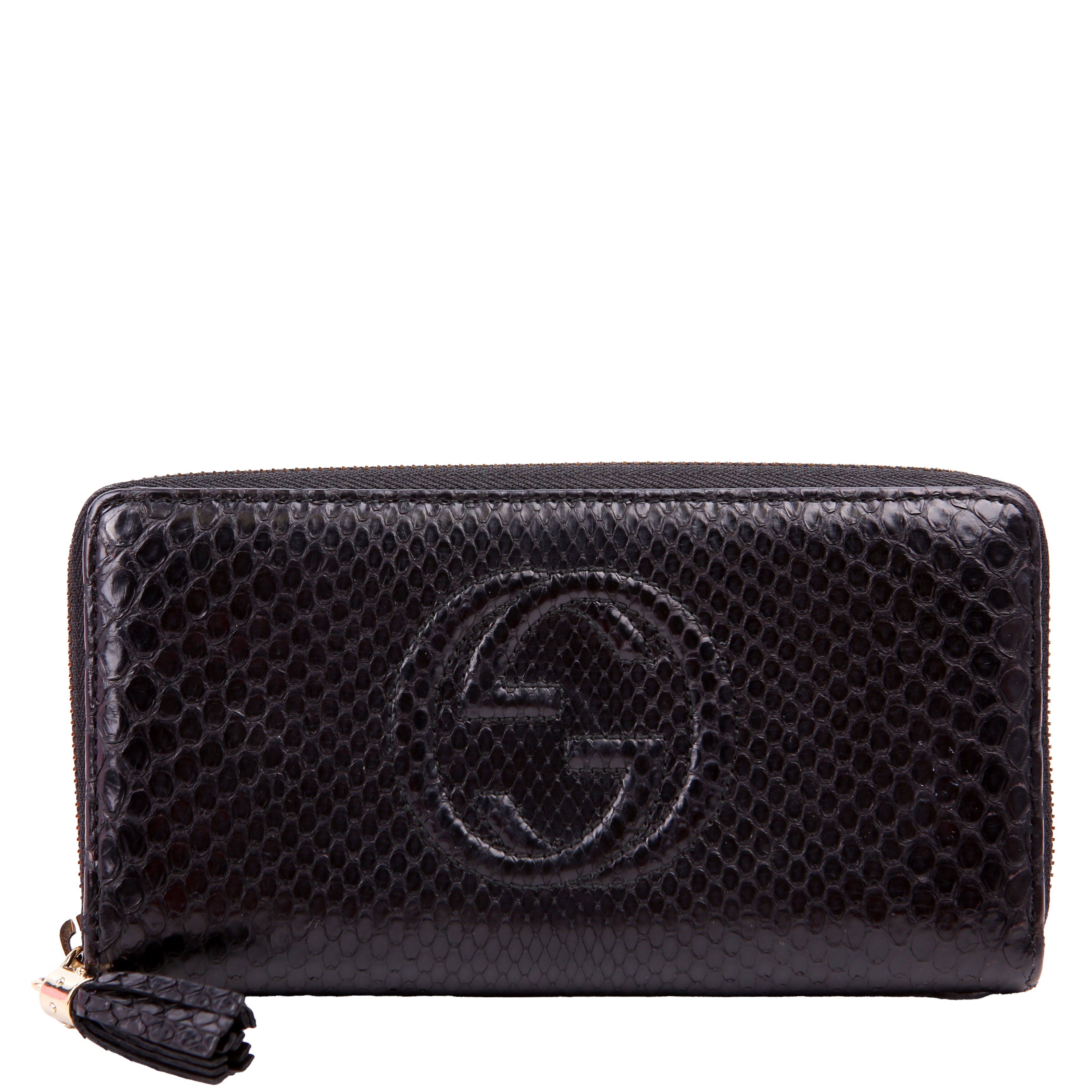 Gucci 308004 Soho Python Zippy Wallet Black