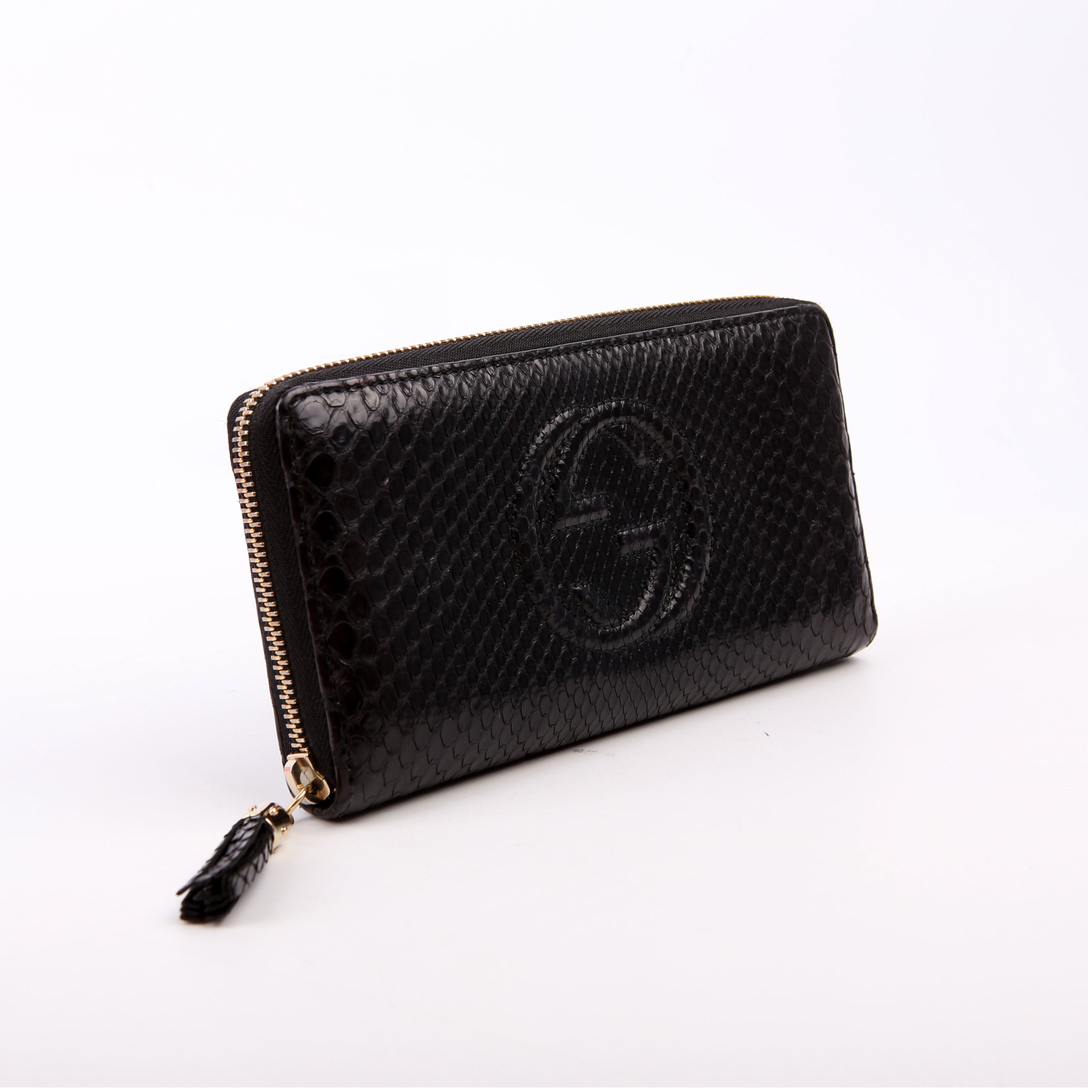 Gucci 308004 Soho Python Zippy Wallet Black
