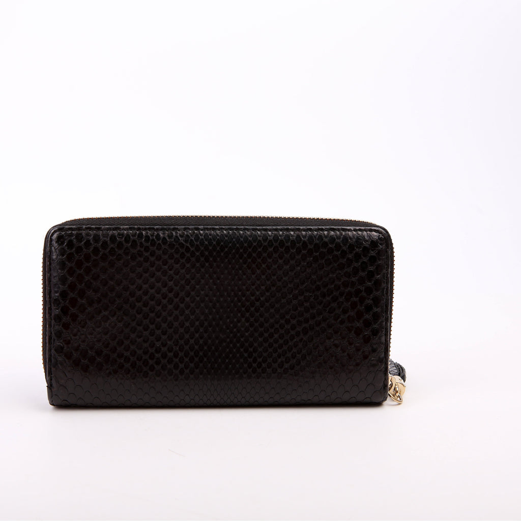 Gucci 308004 Soho Python Zippy Wallet Black