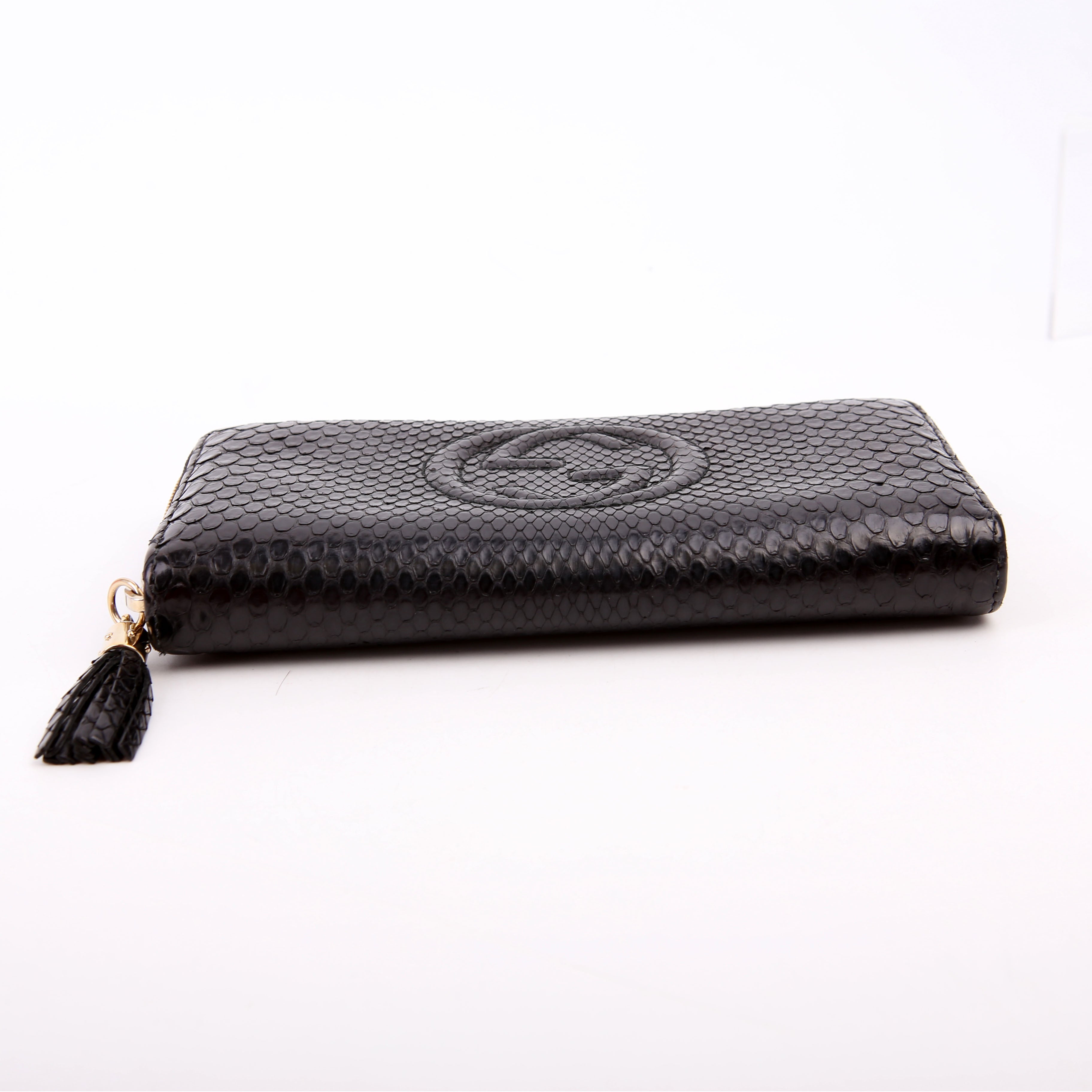 Gucci 308004 Soho Python Zippy Wallet Black