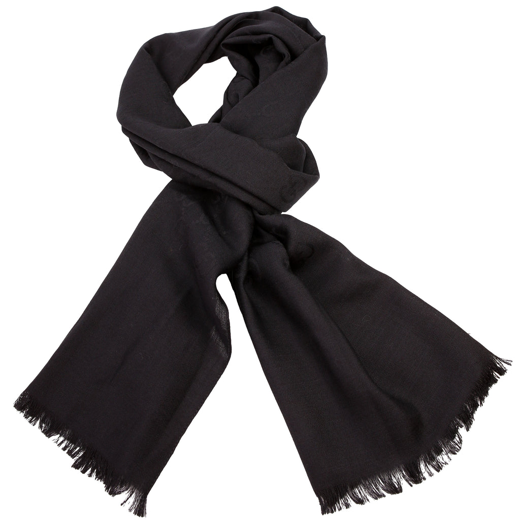 165904 GG Jacquard Knit Scarf Black