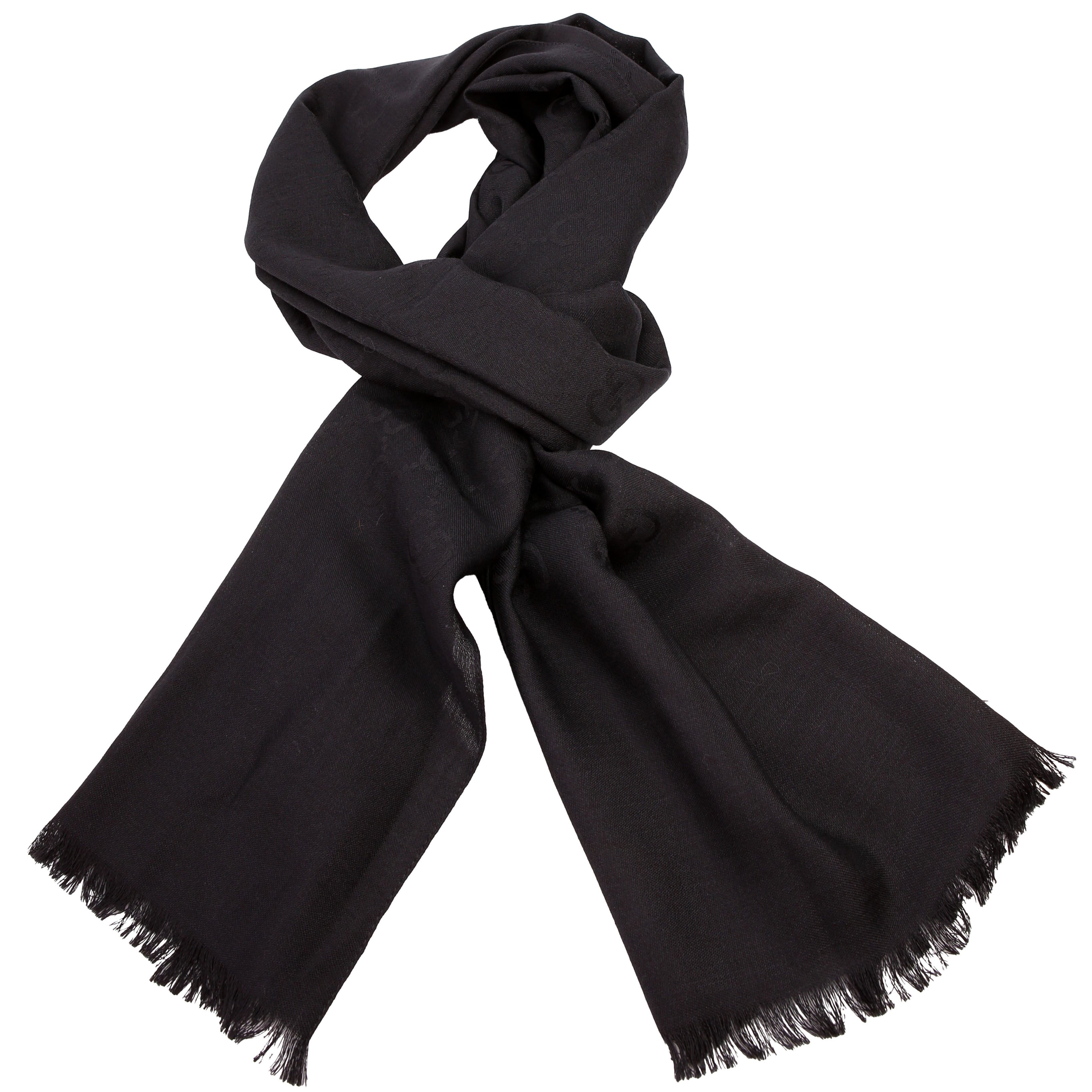 165904 GG Jacquard Knit Scarf Black
