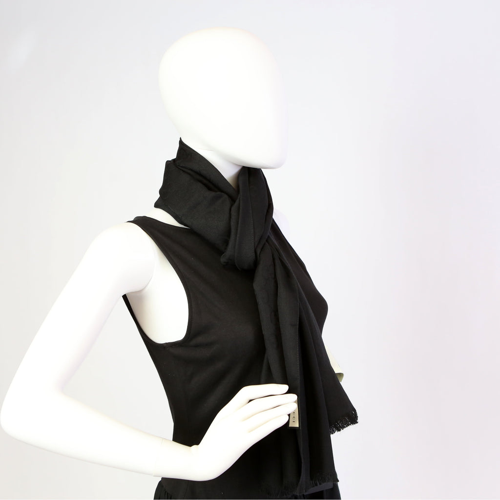 165904 GG Jacquard Knit Scarf Black