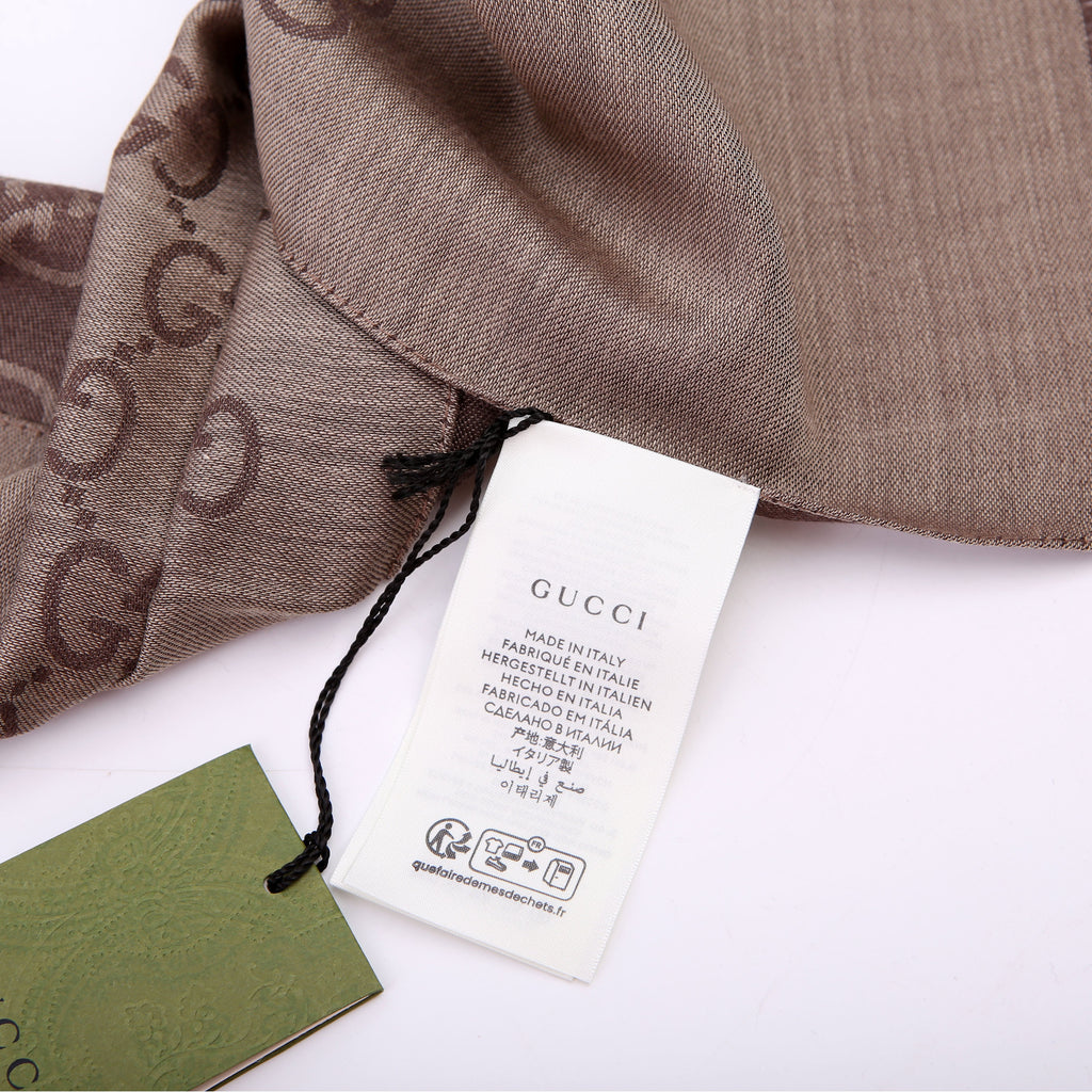 165904 GG Jacquard Knit Scarf Brown