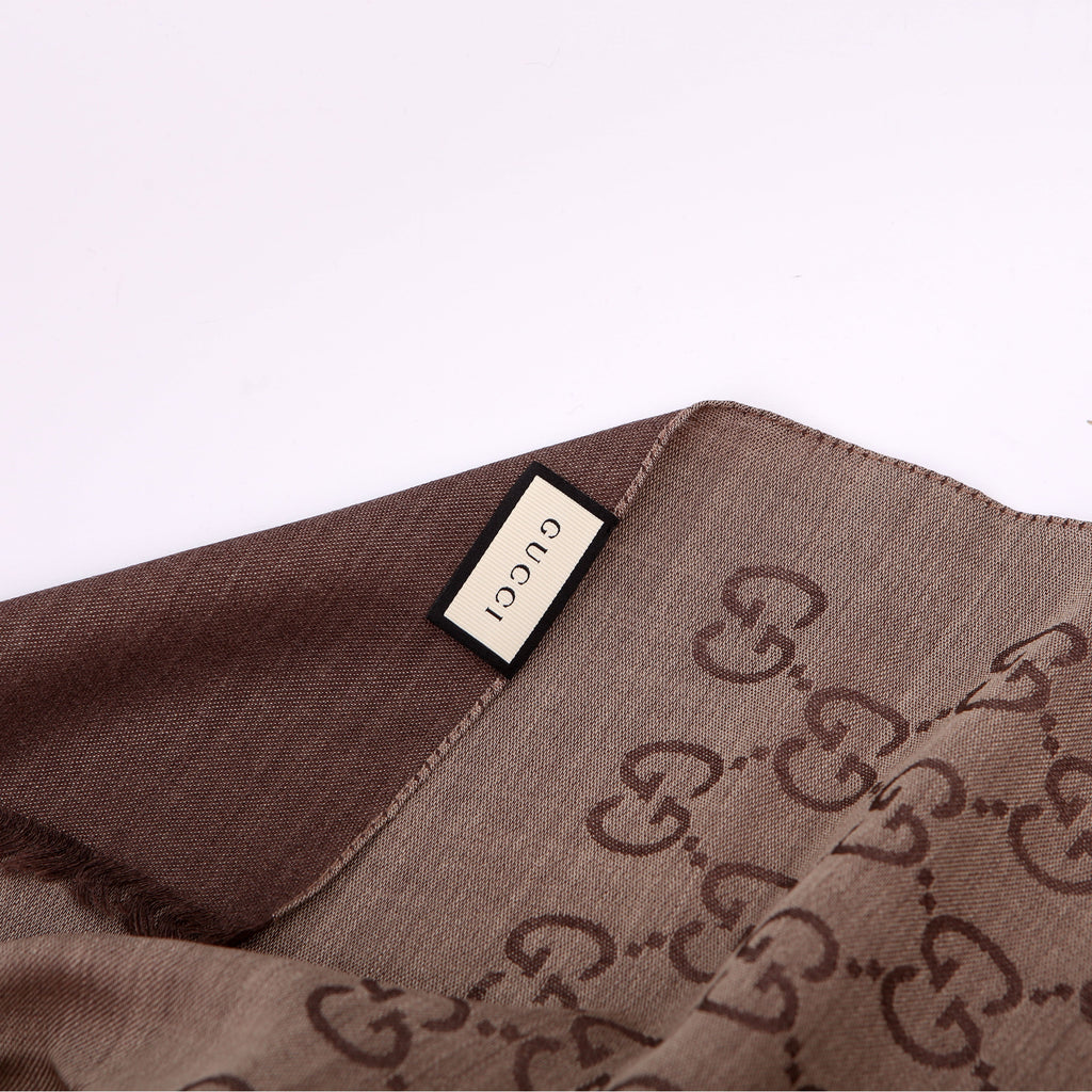 165904 GG Jacquard Knit Scarf Brown