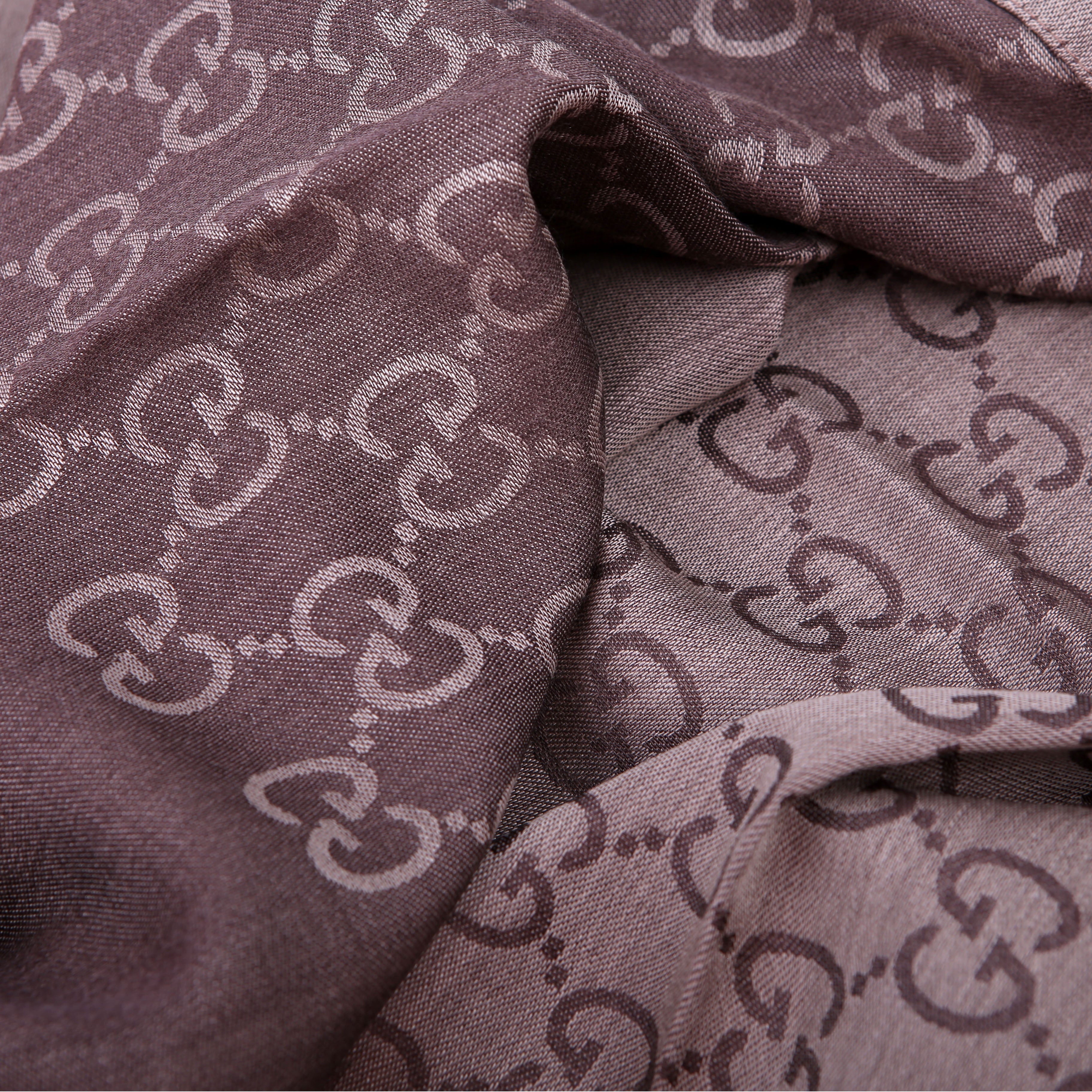 165904 GG Jacquard Knit Scarf Brown