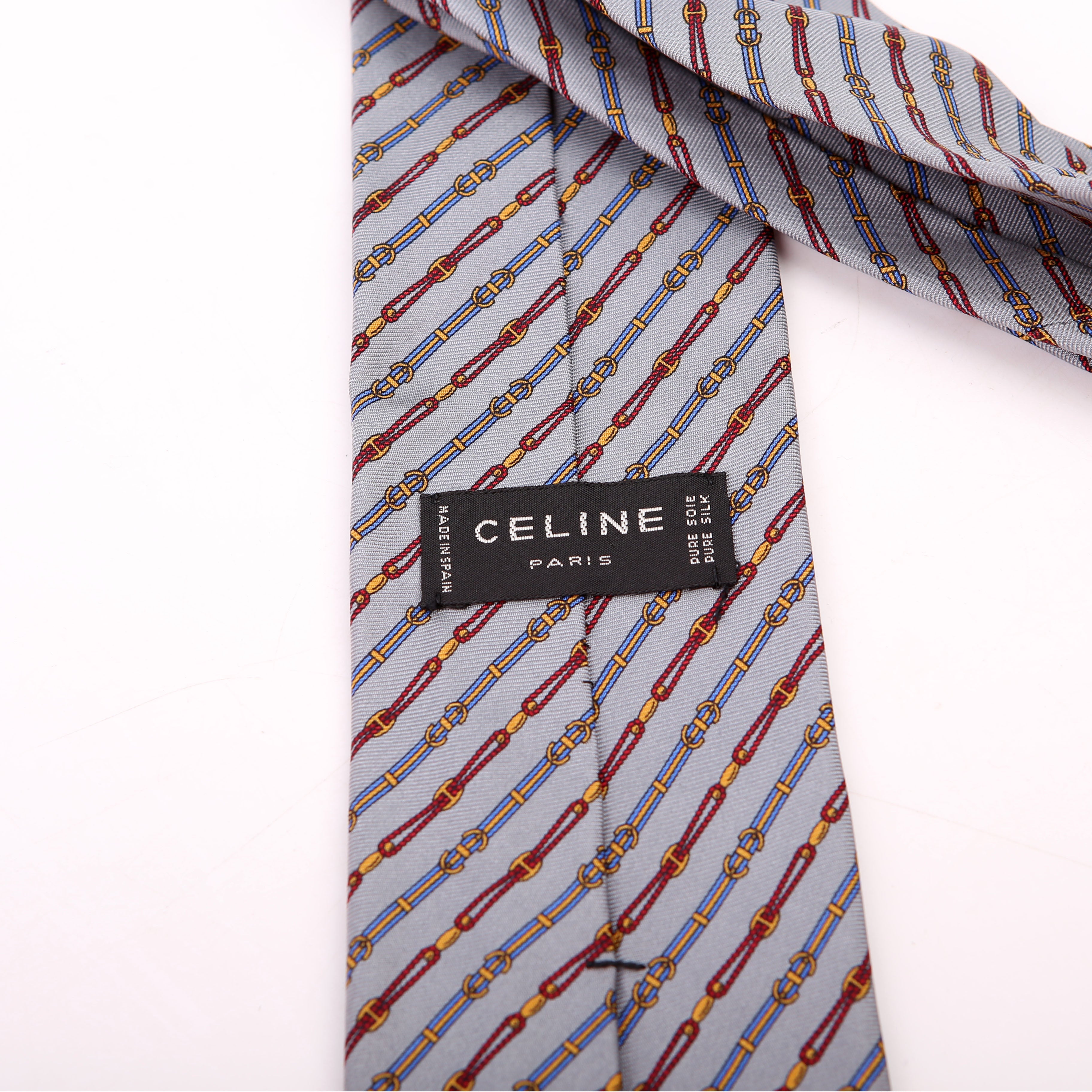 Vintage Triomphe Stripe Silk Tie Grey
