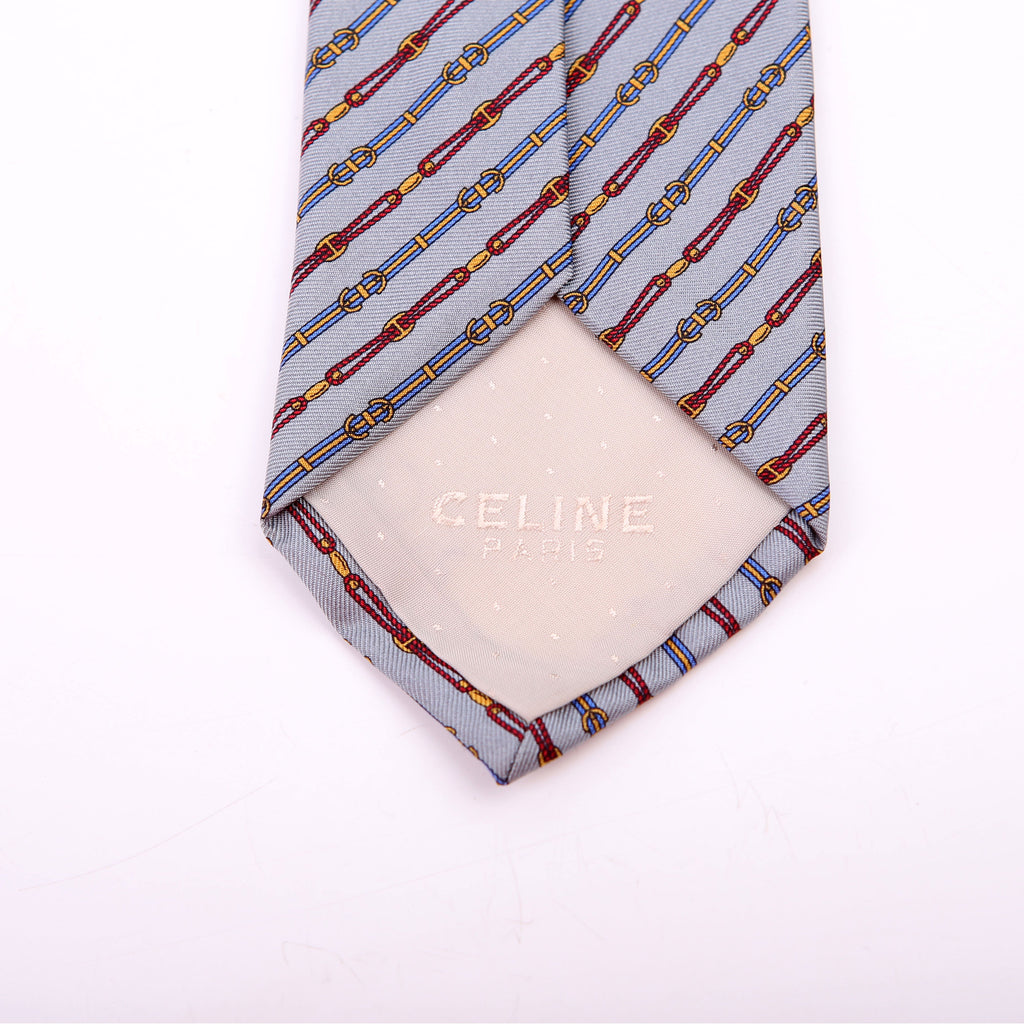 Vintage Triomphe Stripe Silk Tie Grey