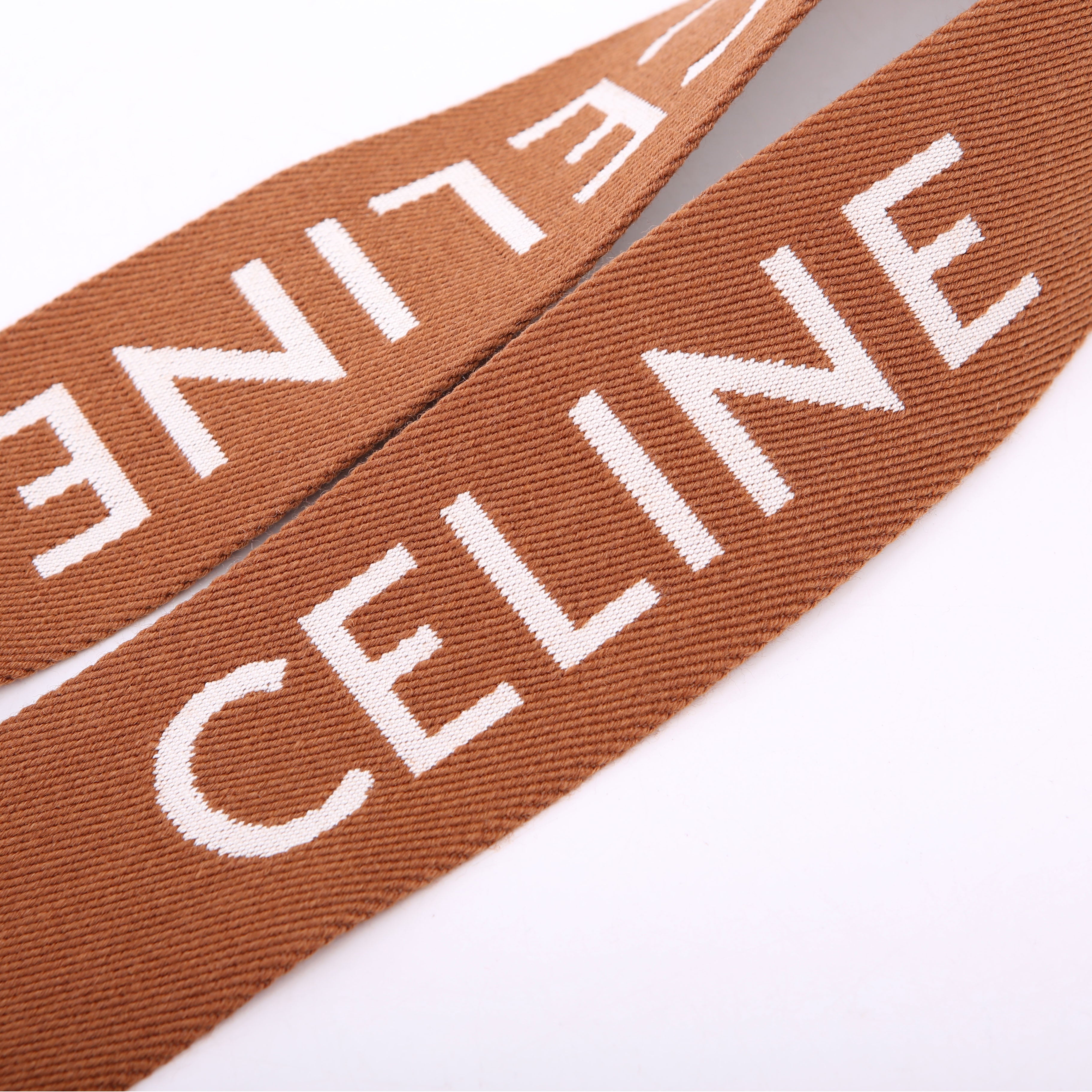 Wool Jacquard Logo Short Shoulder Strap Brown