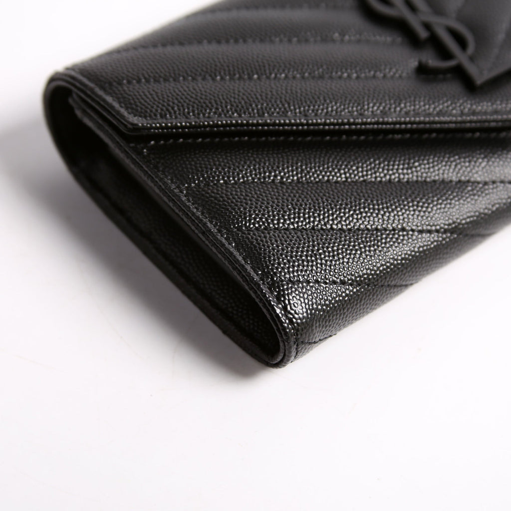 Flap Wallet Large Grain De 372264 Black