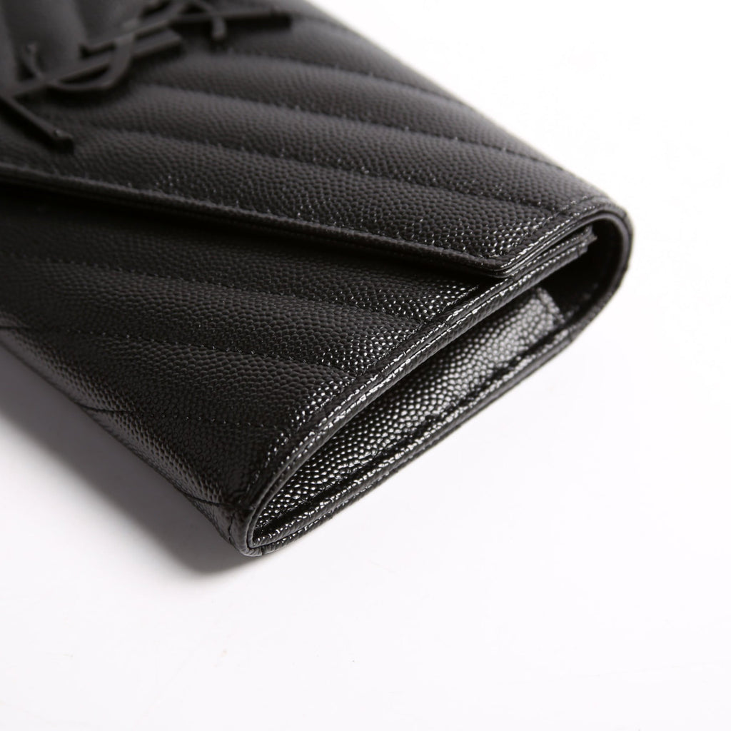 Flap Wallet Large Grain De 372264 Black