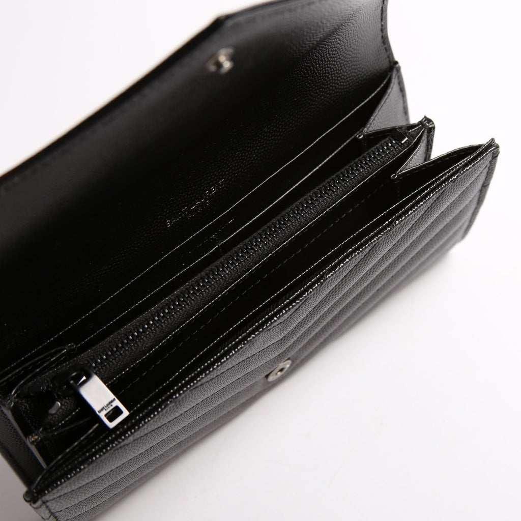 Flap Wallet Large Grain De 372264 Black