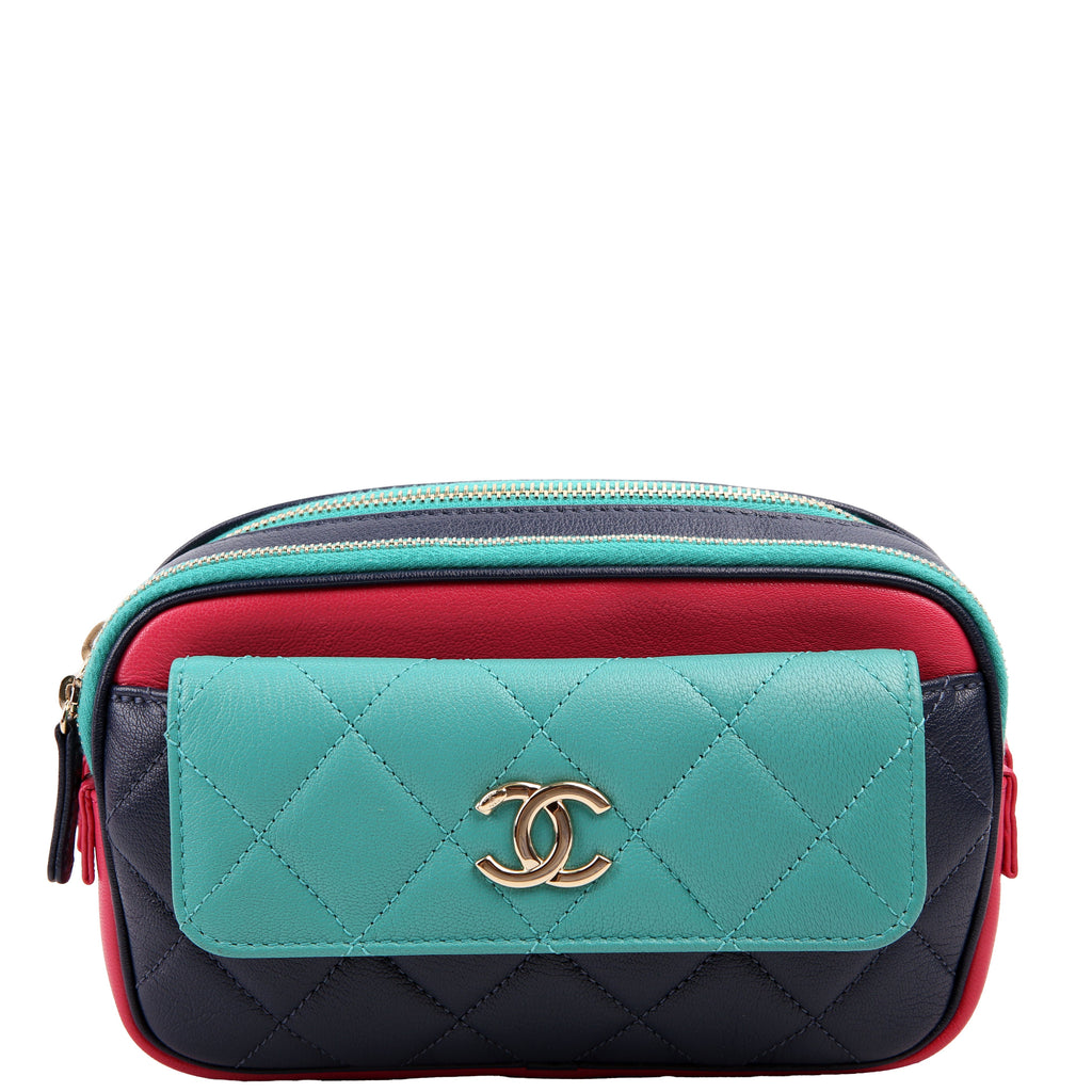 Tri-color In & Out Waist Bag Quilted Goatskin 29M
