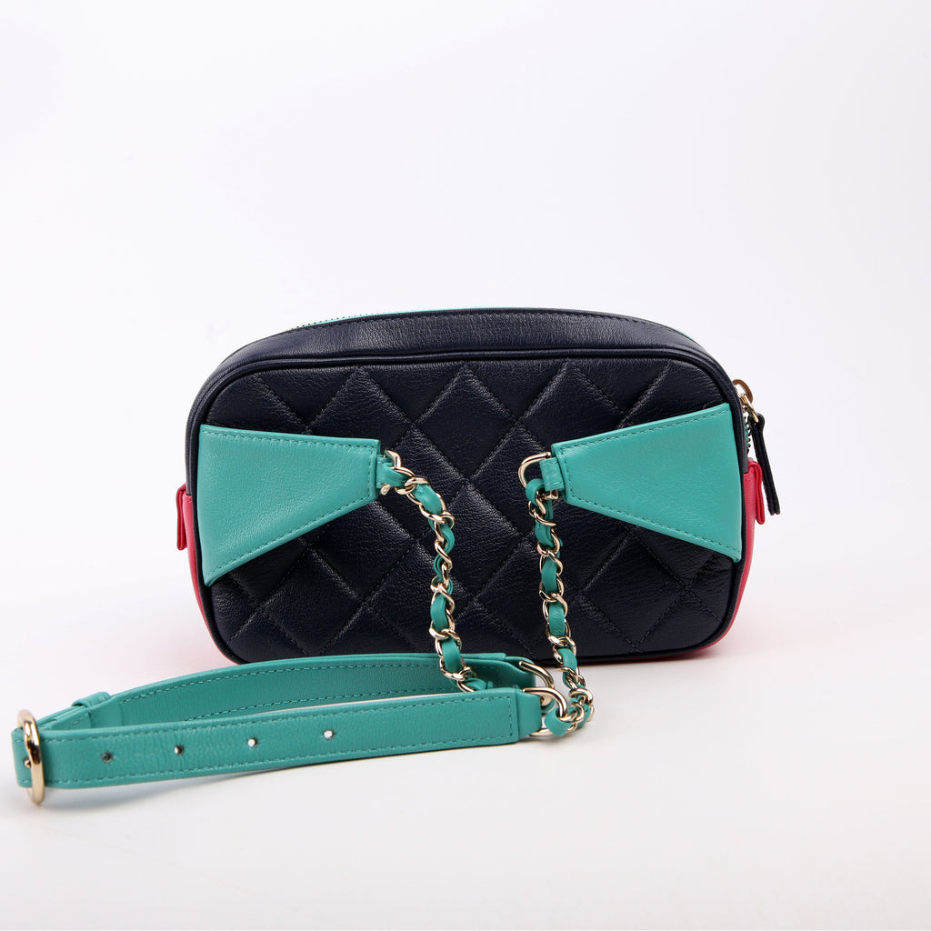 Tri-color In & Out Waist Bag Quilted Goatskin 29M