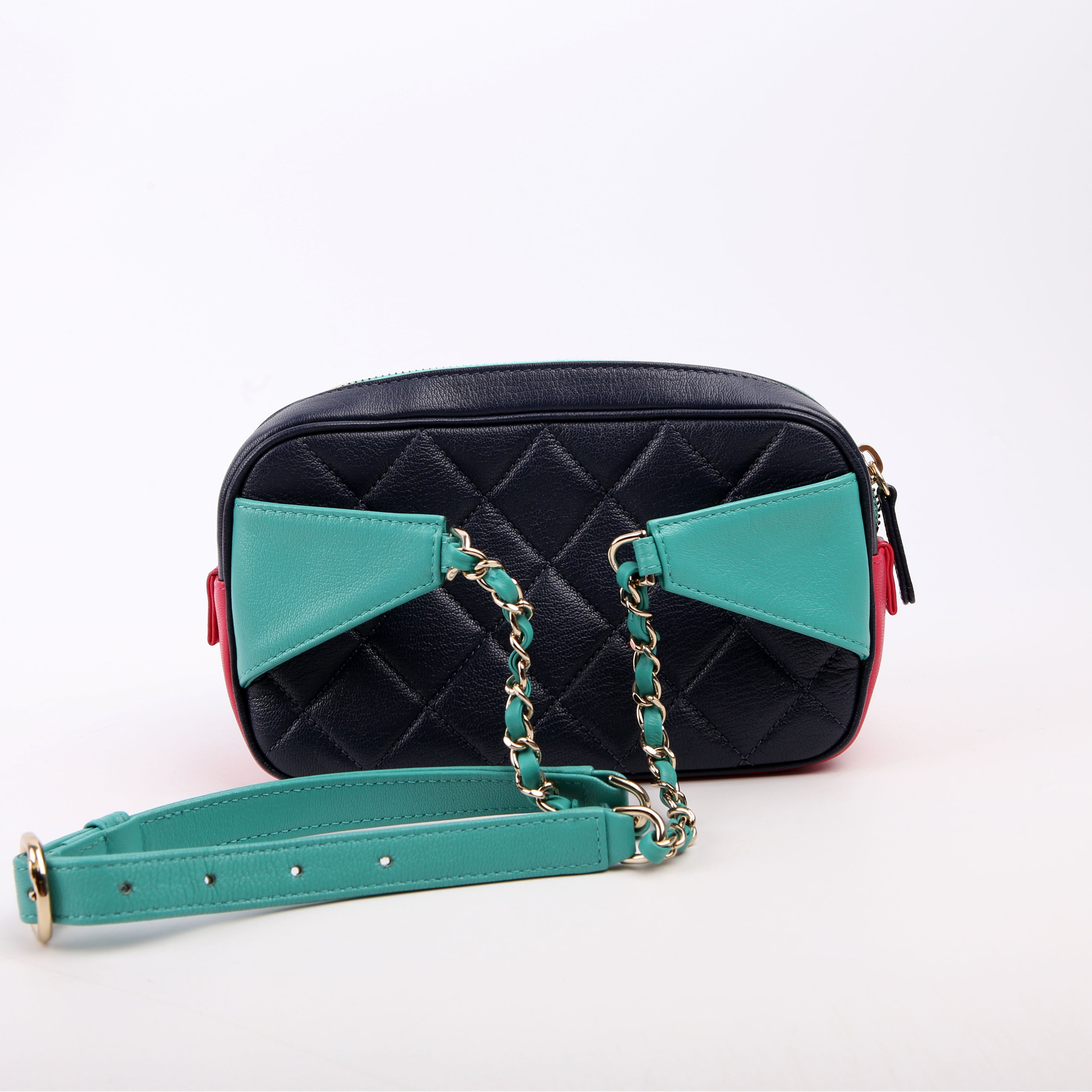 Tri-color In & Out Waist Bag Quilted Goatskin 29M