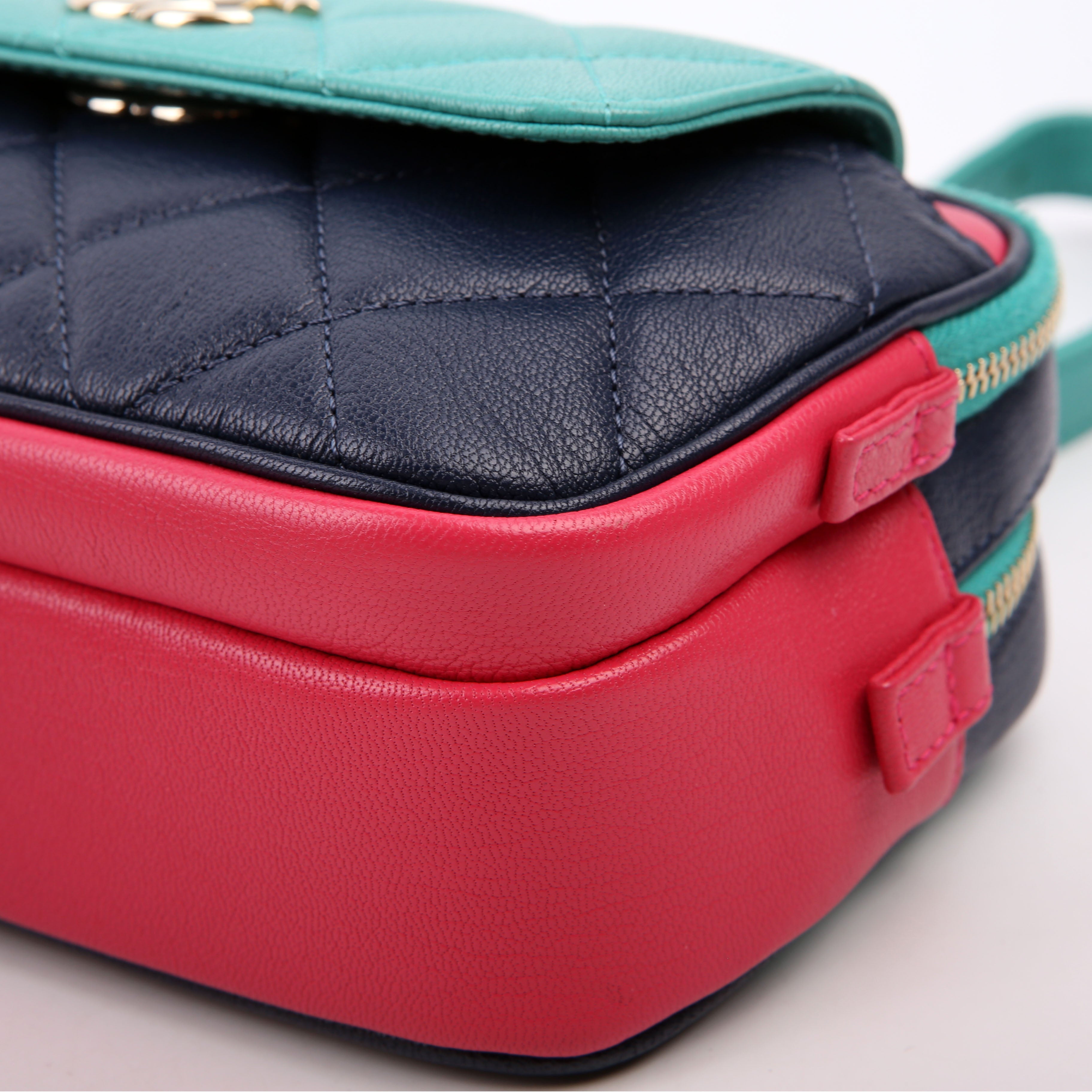Tri-color In & Out Waist Bag Quilted Goatskin 29M