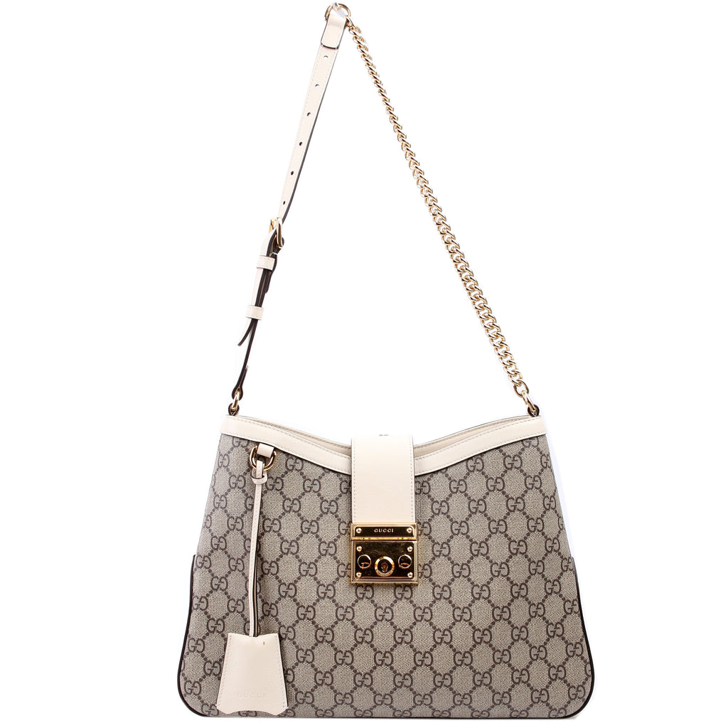 Gucci 795113 Padlock GG Supreme Shoulder Bag White