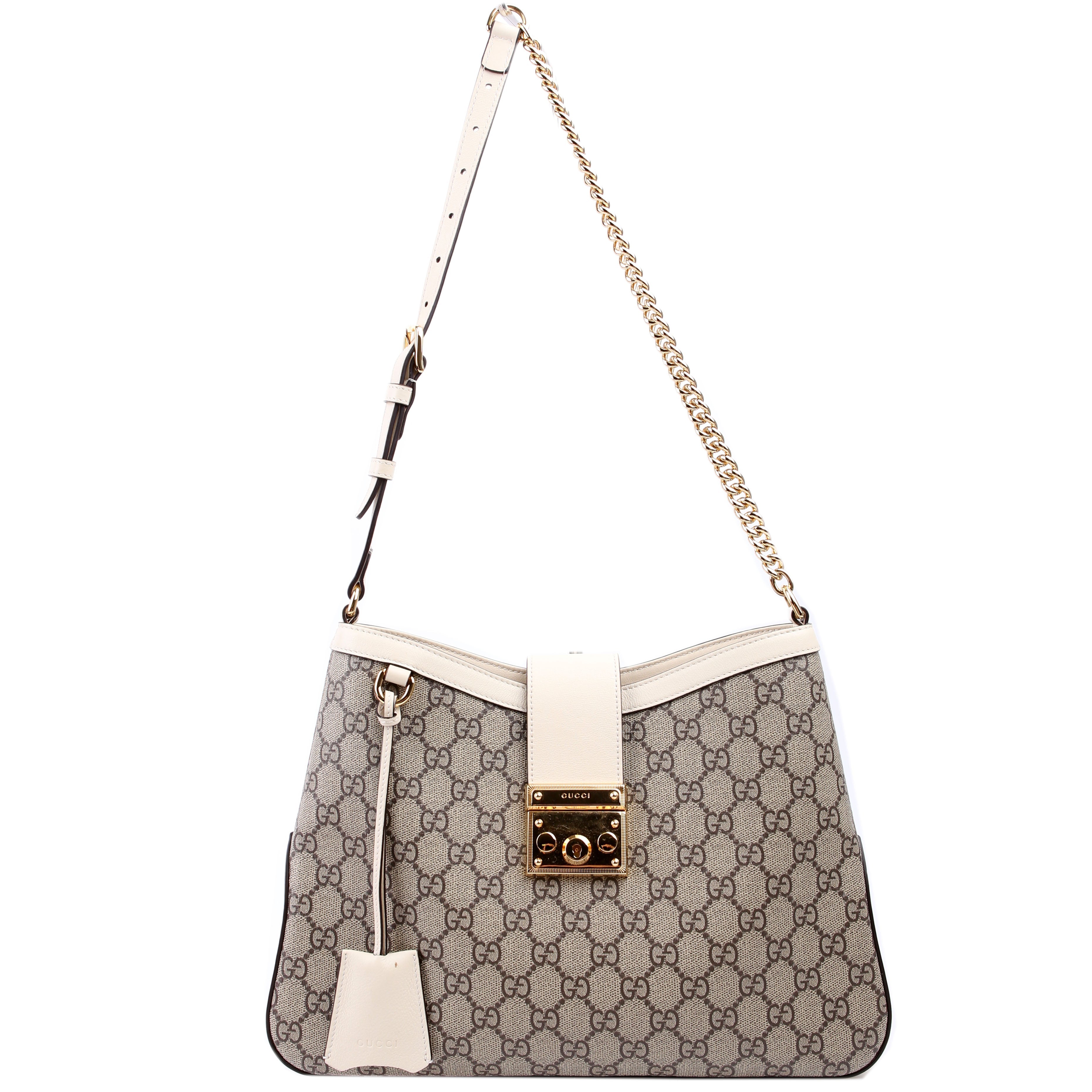 Gucci 795113 Padlock GG Supreme Shoulder Bag White