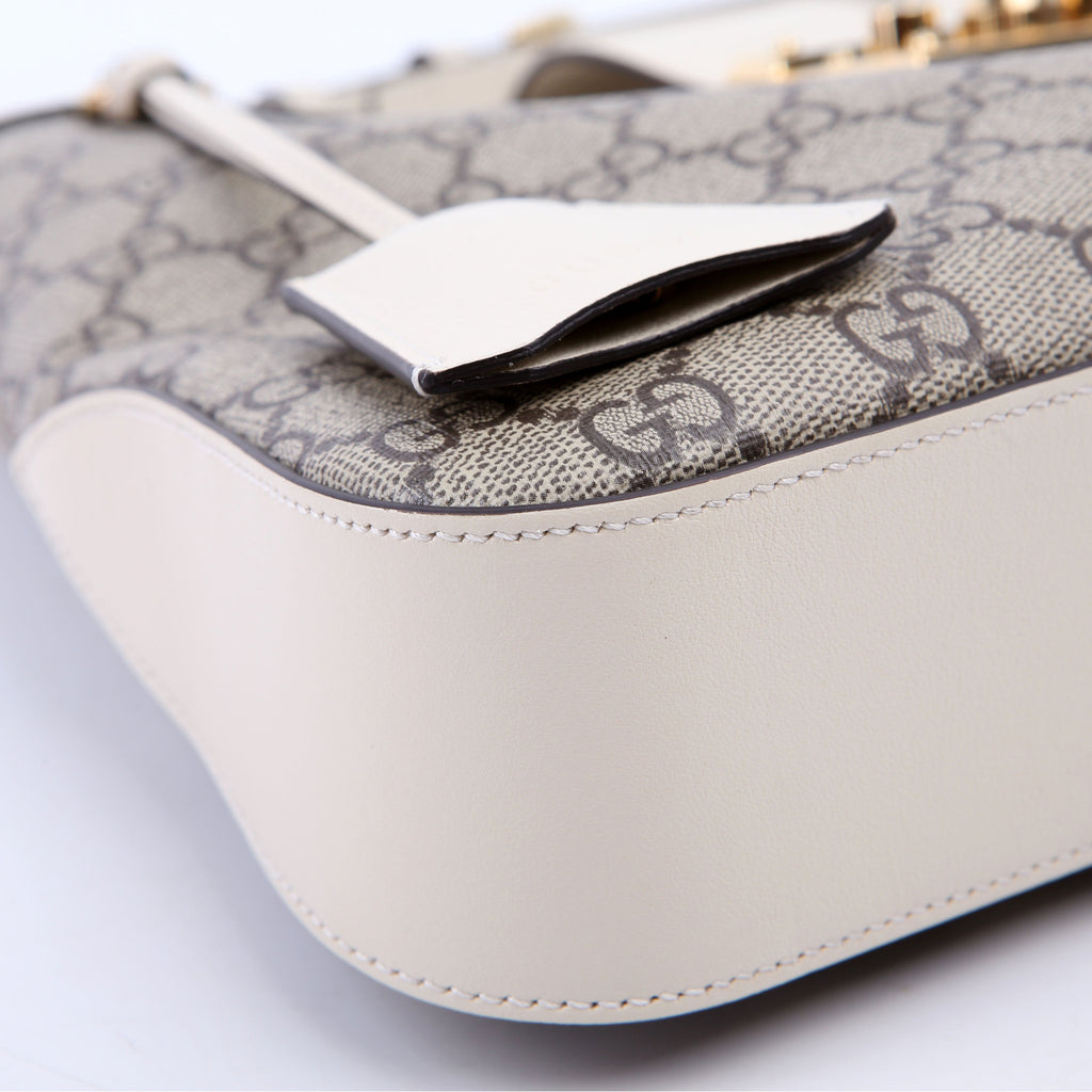 Gucci 795113 Padlock GG Supreme Shoulder Bag White