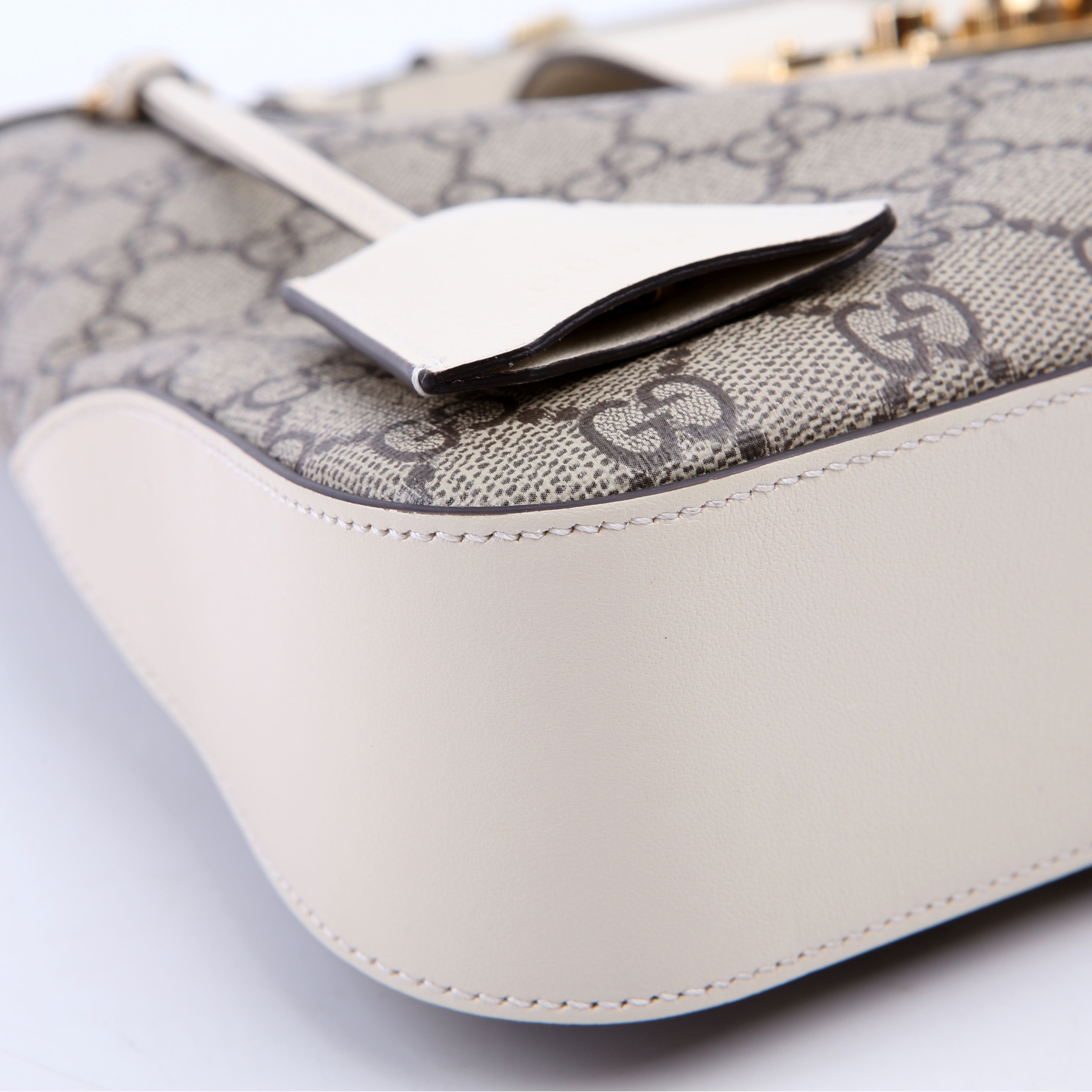 Gucci 795113 Padlock GG Supreme Shoulder Bag White